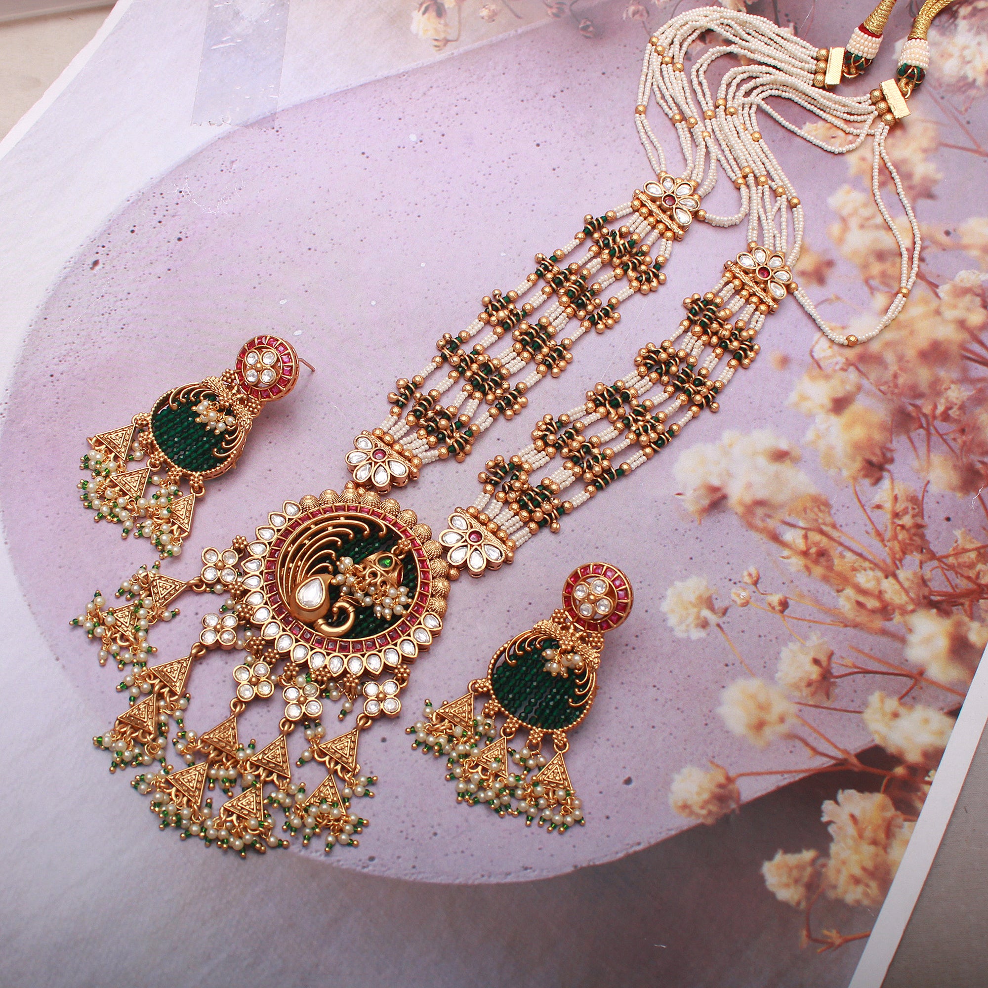 Abhisha Antique Designer Long Necklace Set