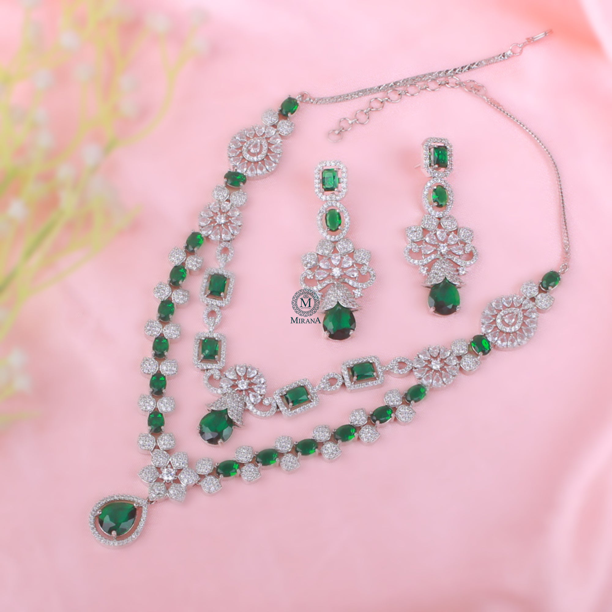 Evelyn Double Layered CZ Necklace Set