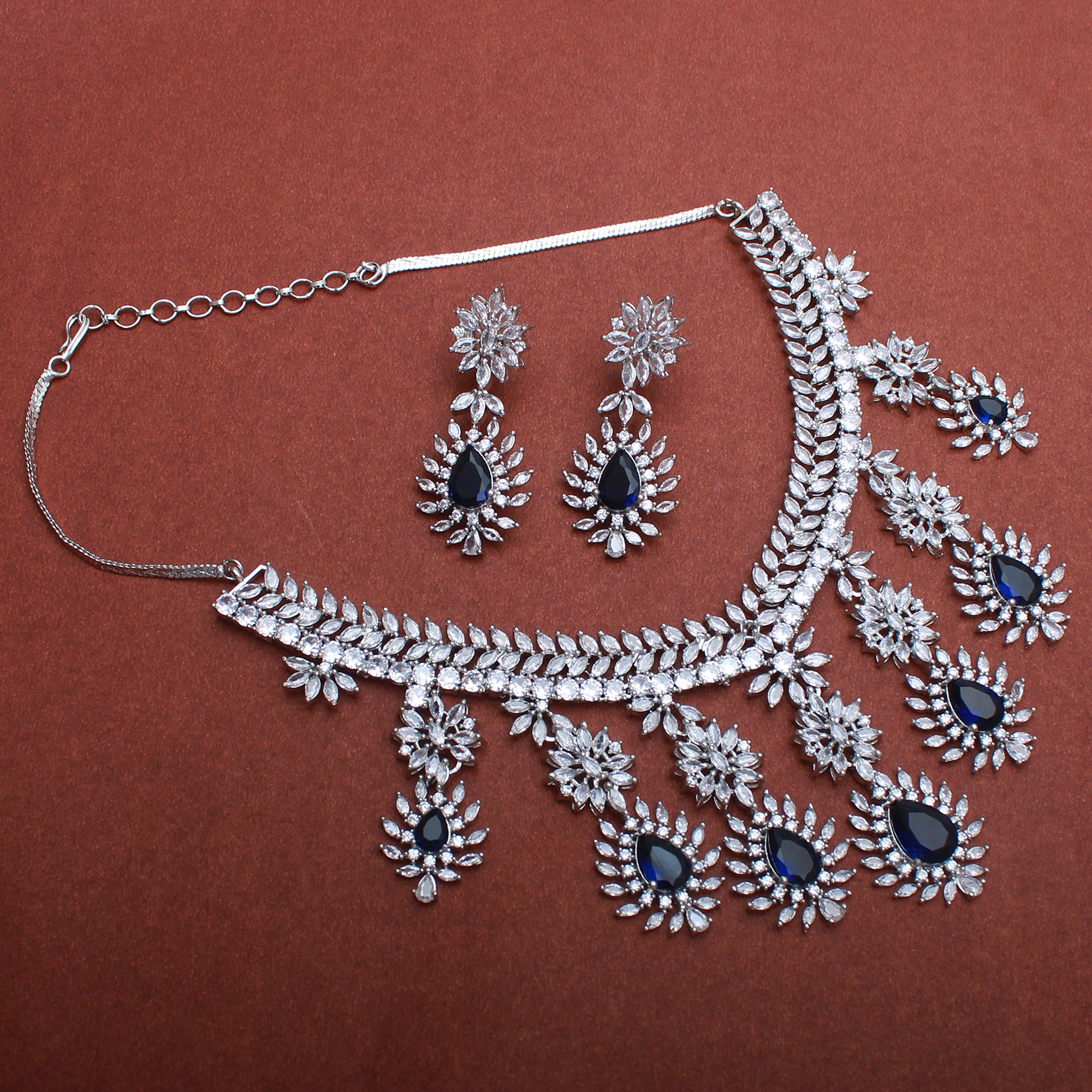 Clovia Sapphire Blue Necklace Set