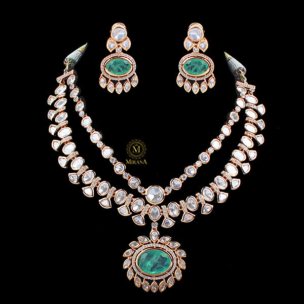 Taara Pastel Green Double Layered Necklace Set