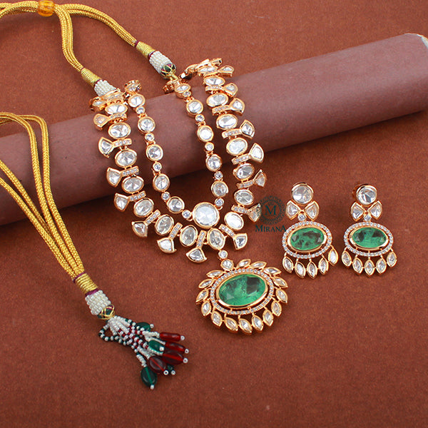 Taara Pastel Green Double Layered Necklace Set
