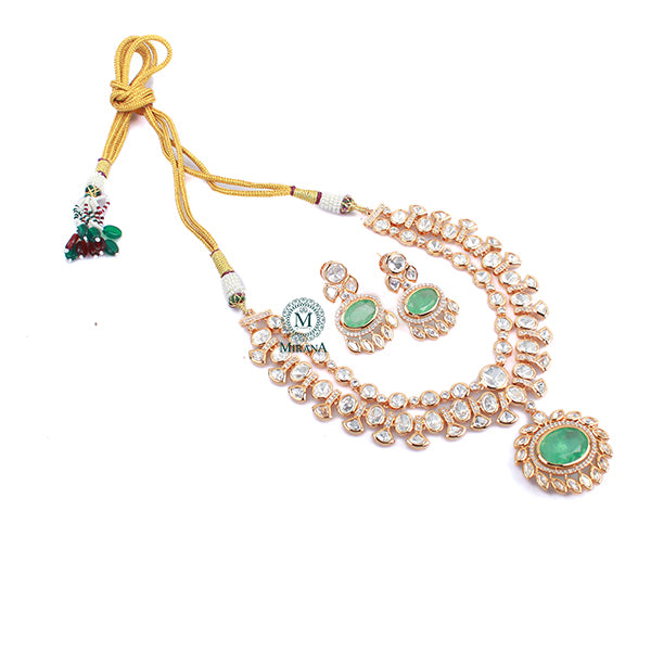 Taara Pastel Green Double Layered Necklace Set