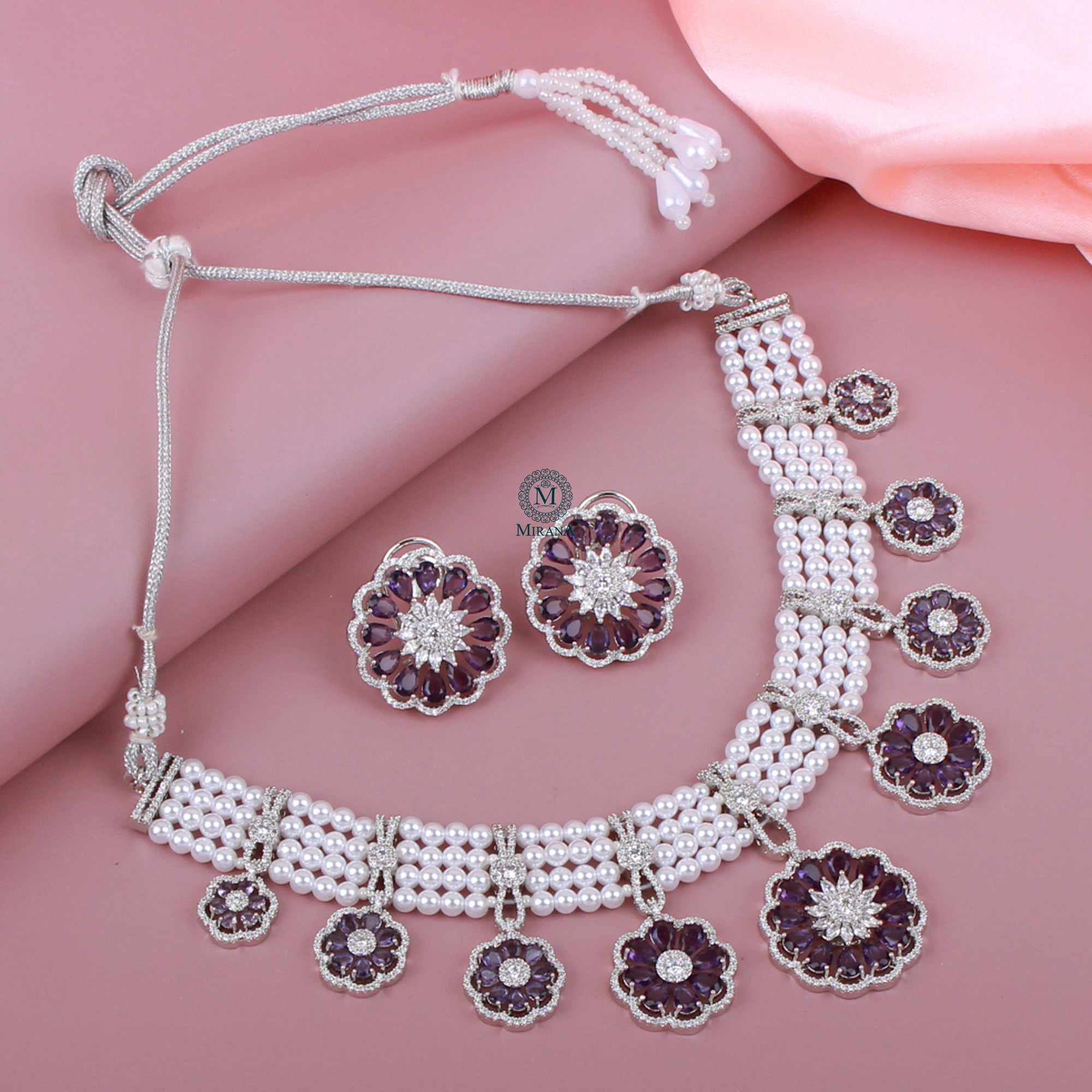Emilia Lavender Designer Necklace Set