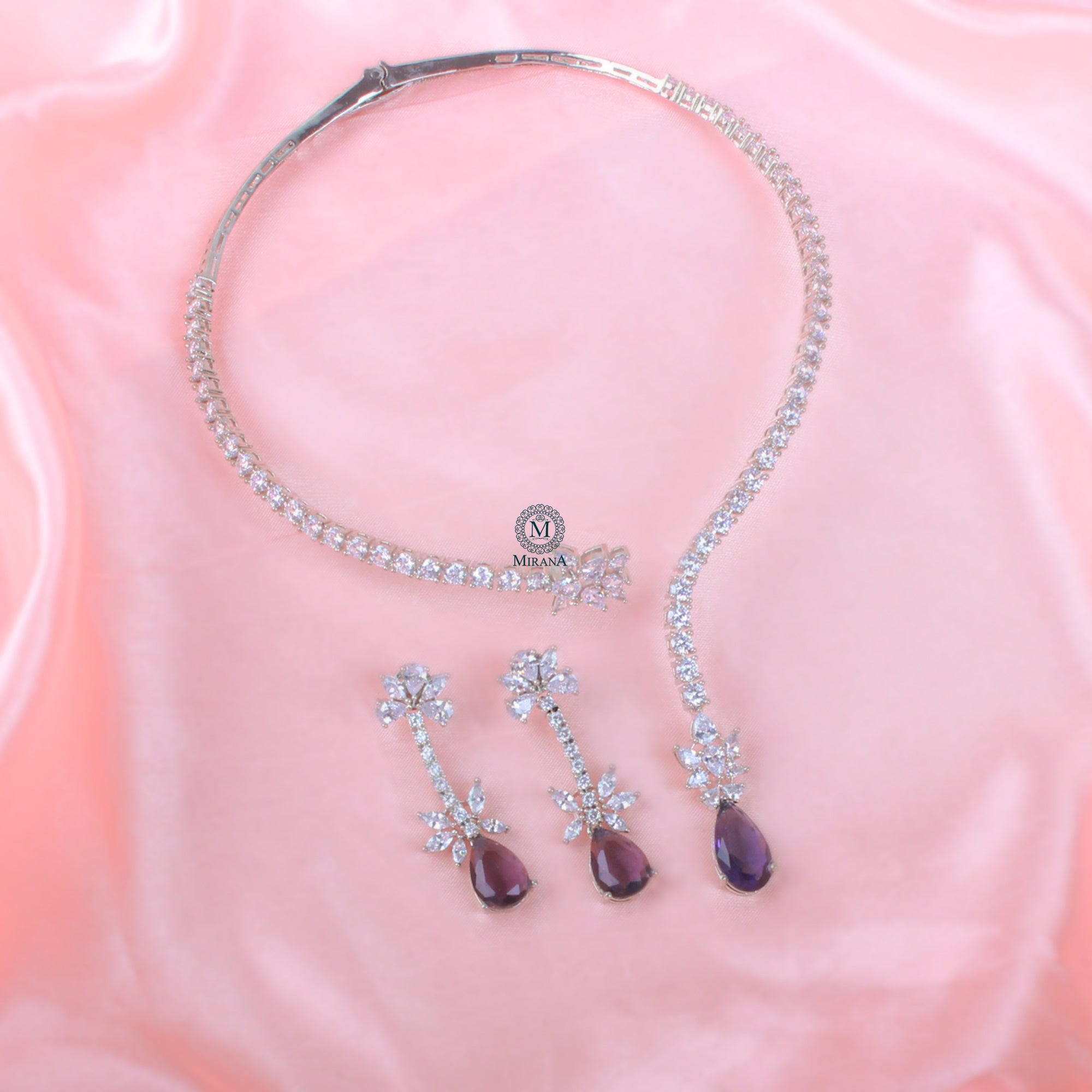 Zuri Lavender Designer Necklace Set