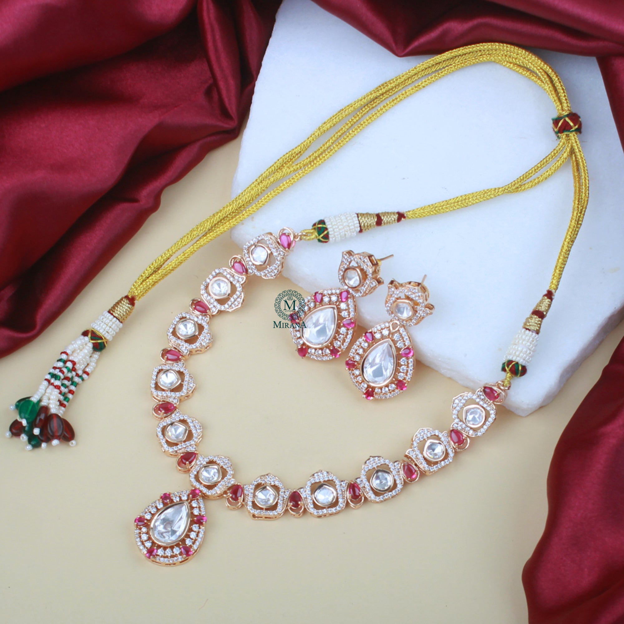 Likitha Ruby Polki Designer Necklace Set