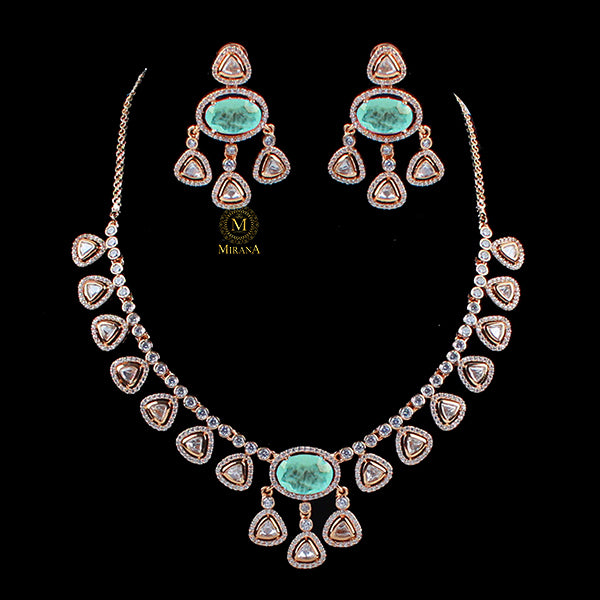 Yamika Pastel Green Polki Necklace Set