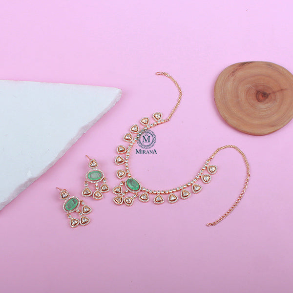 Yamika Pastel Green Polki Necklace Set