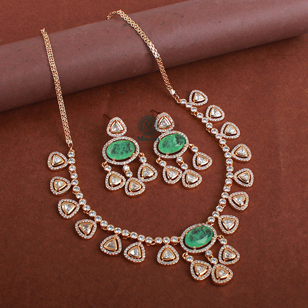 Yamika Pastel Green Polki Necklace Set