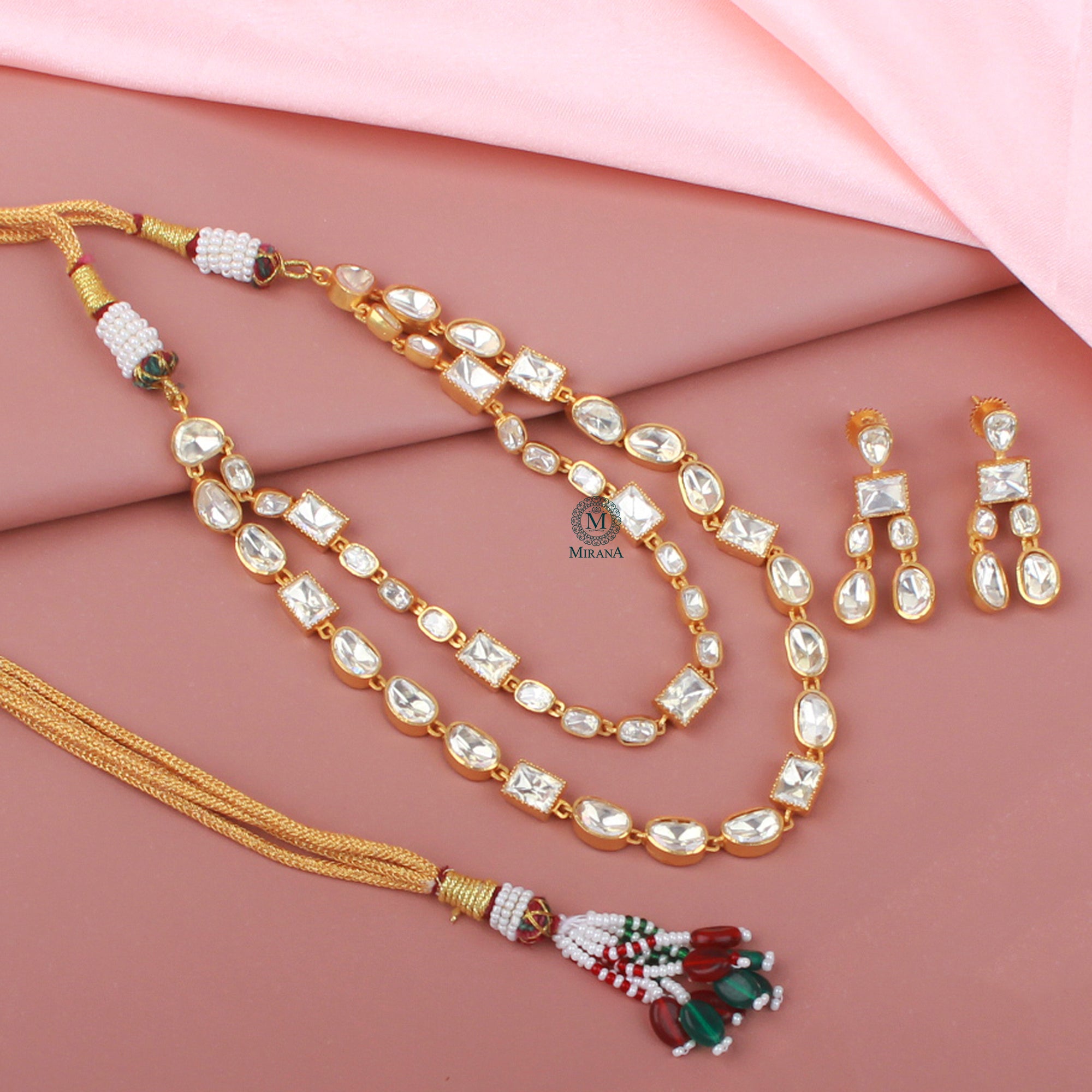 Sunidhi Moissanite Polki Layered NeckLace Set