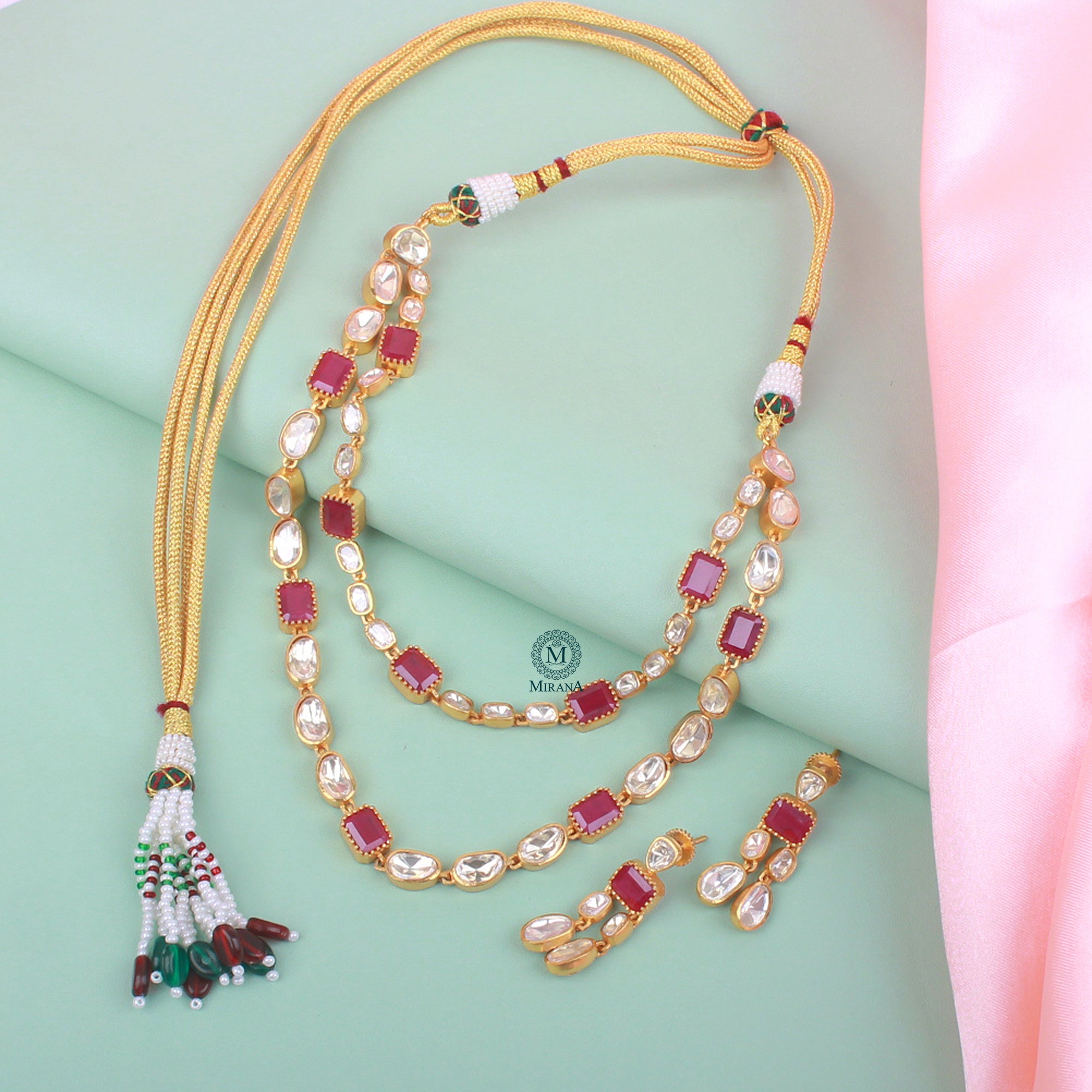 Sunidhi Moissanite Polki Layered NeckLace Set