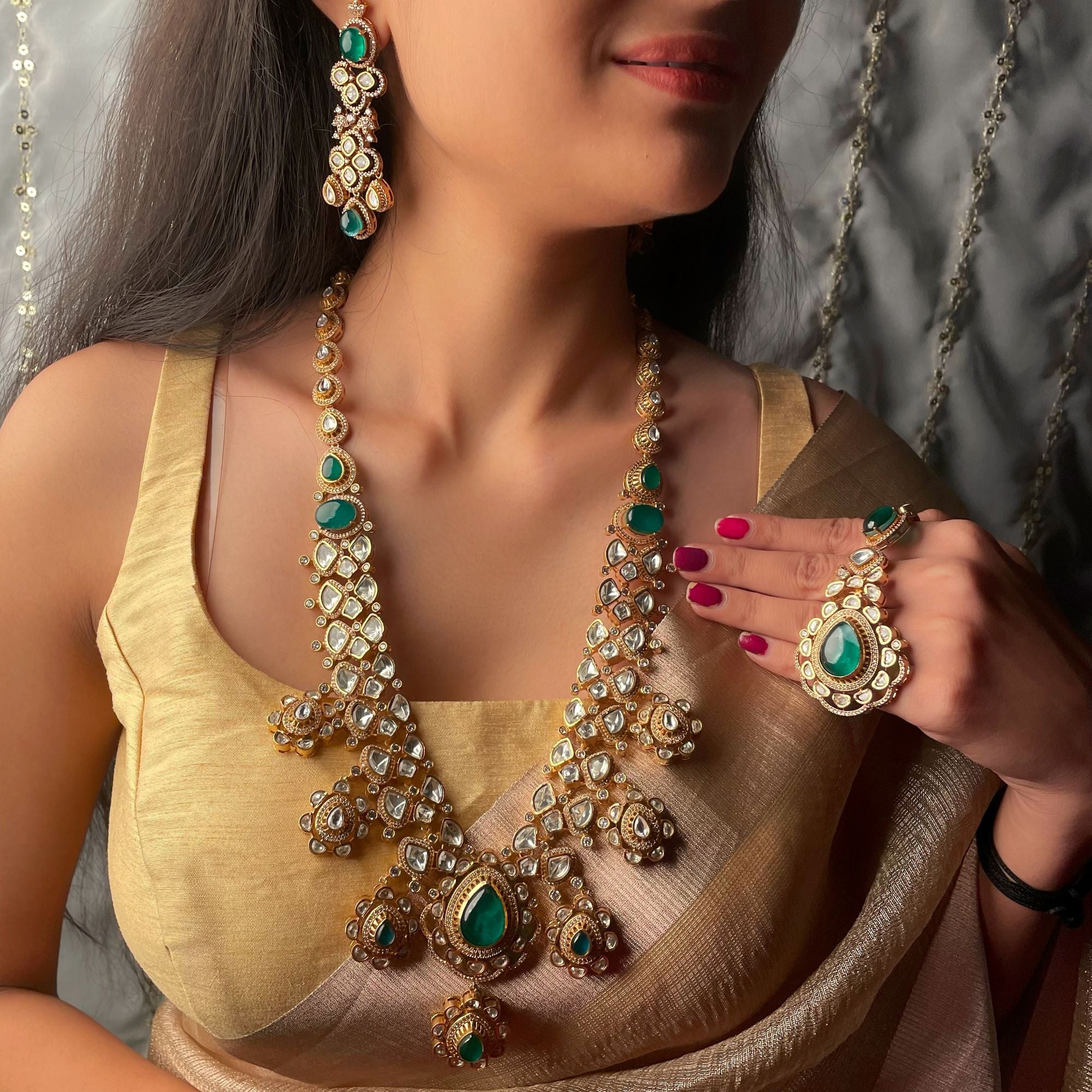 Padmini Moissanite Bridal Long Necklace Set