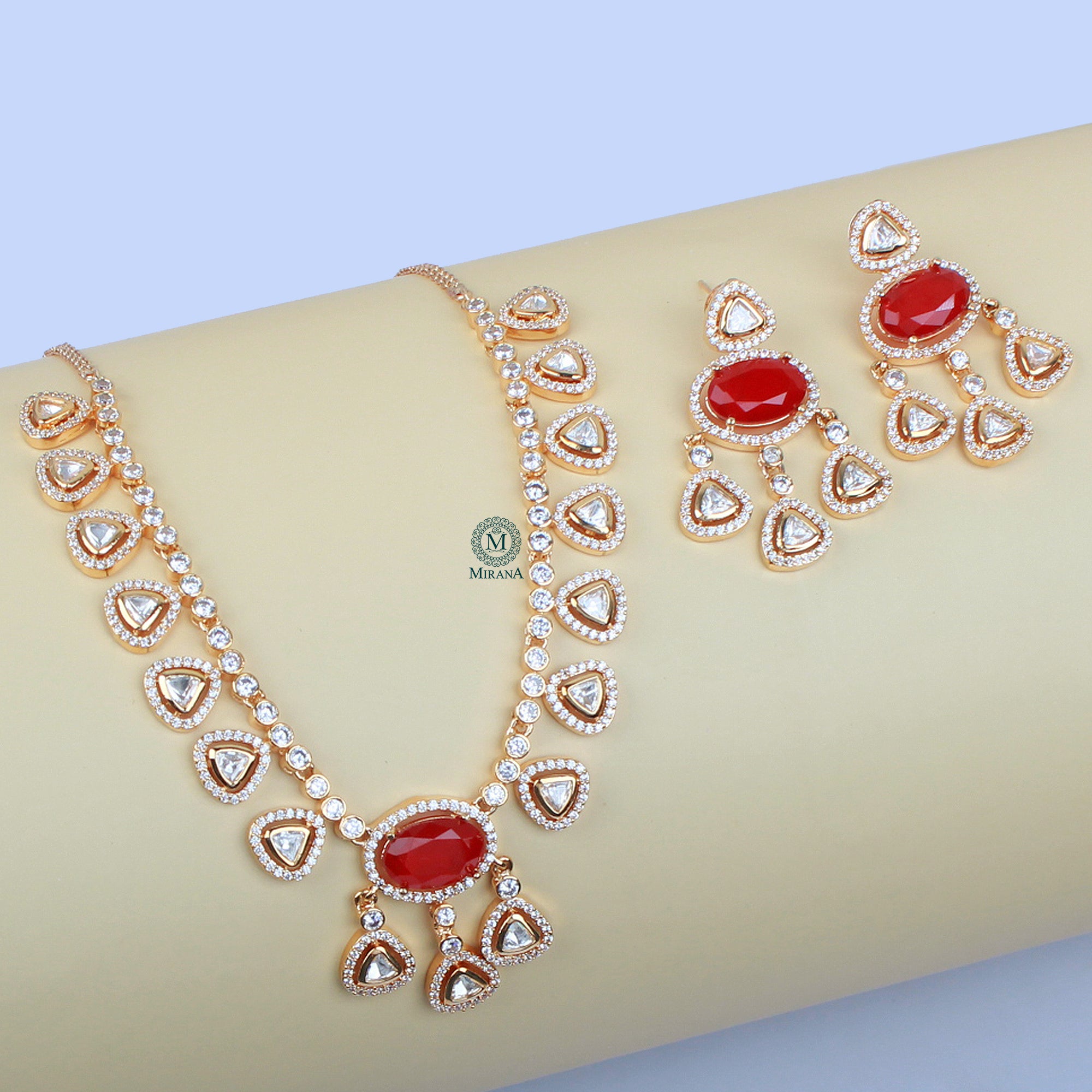 Yamika Ruby Polki Designer Necklace Set