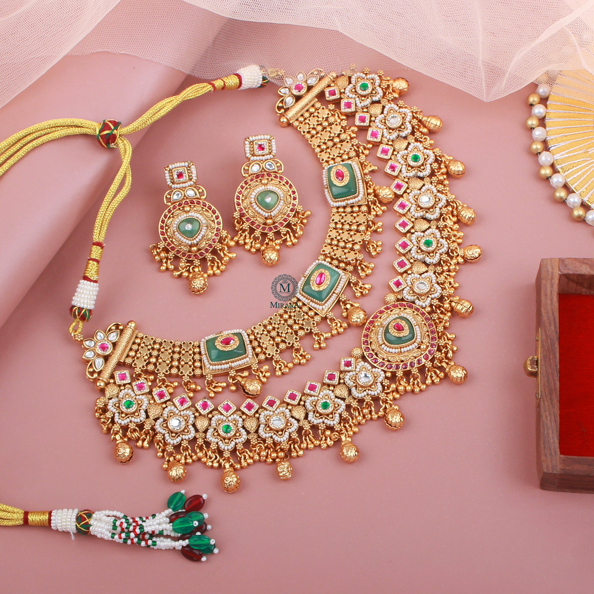 Anusuiya Antique Bridal Layered Necklace Set