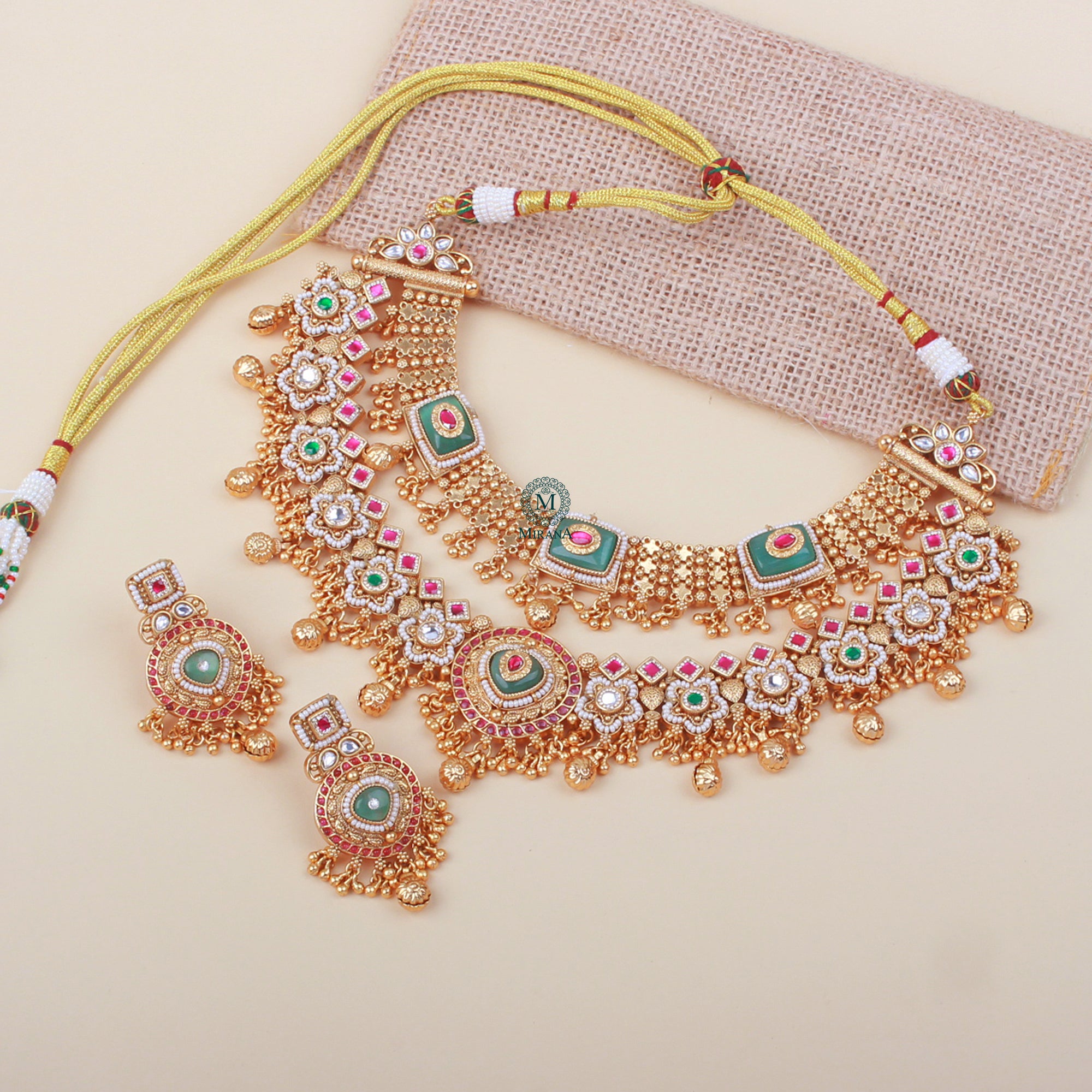 Anusuiya Antique Bridal Layered Necklace Set
