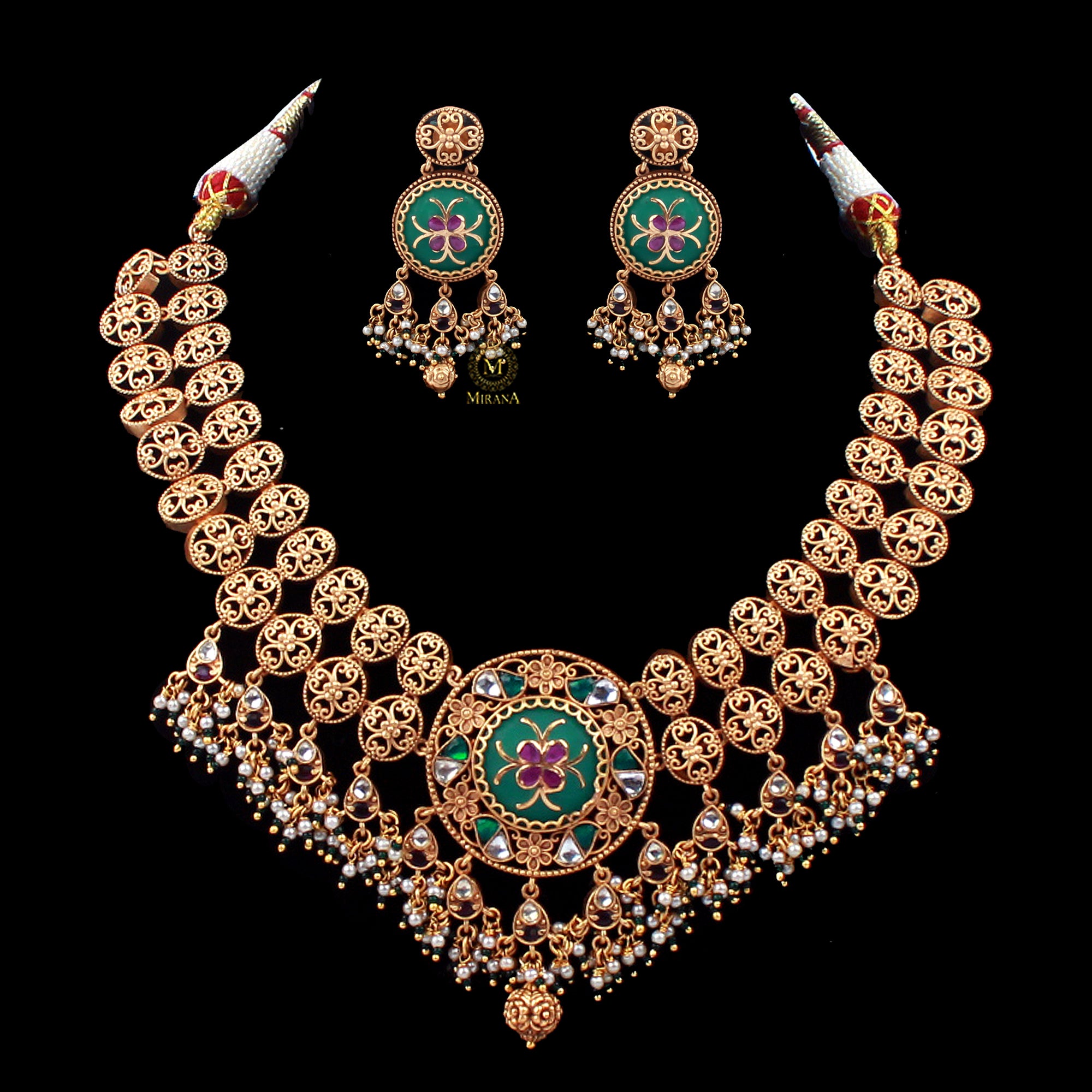 Dhruvi Meenakari Antique Necklace Set