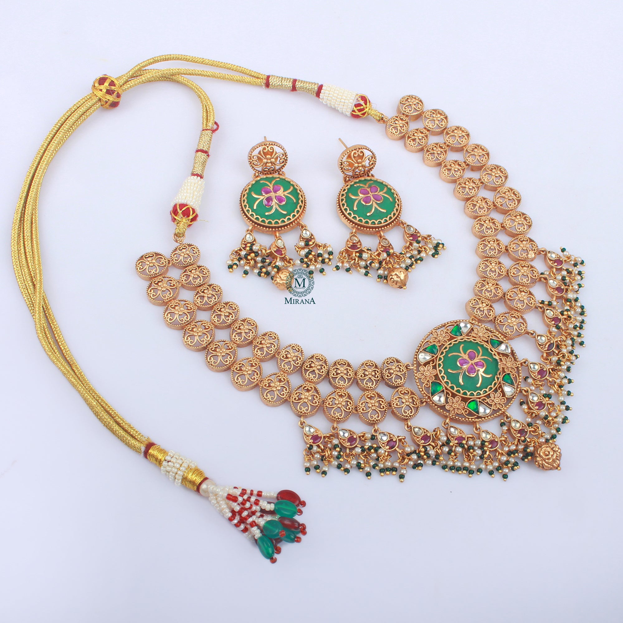 Dhruvi Meenakari Antique Necklace Set