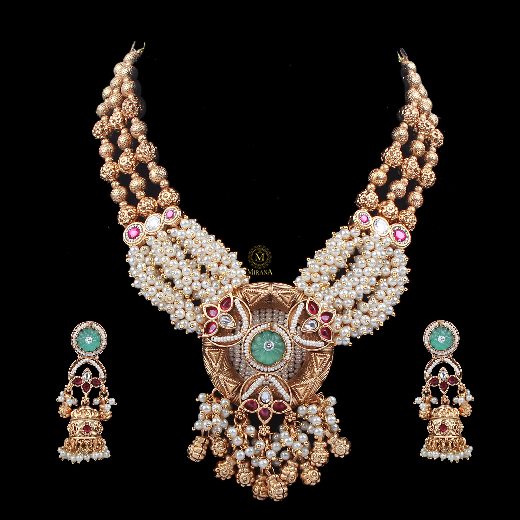 Parinidhi Pearl Antique Necklace Set