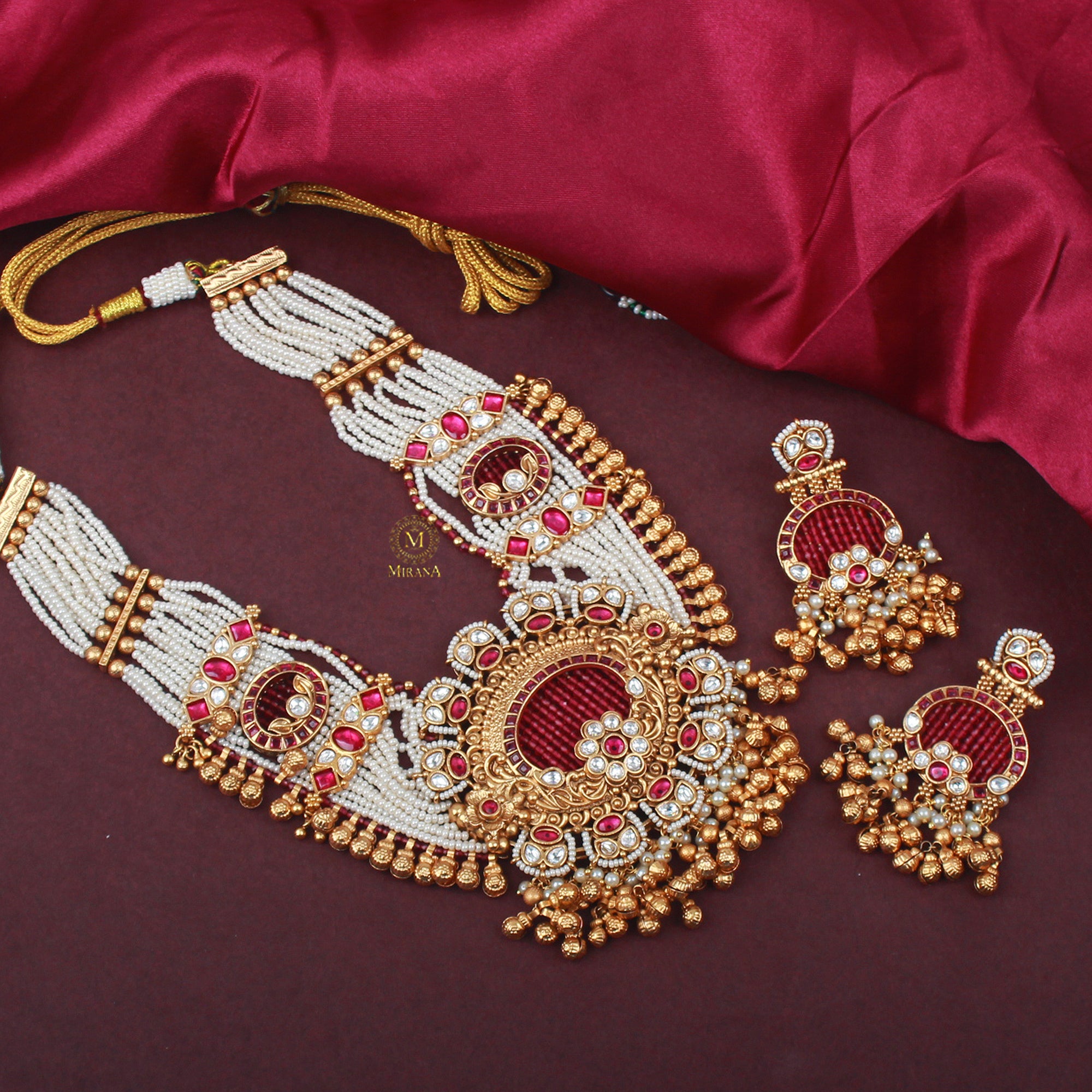 Mrinali Ruby Antique Necklace Set