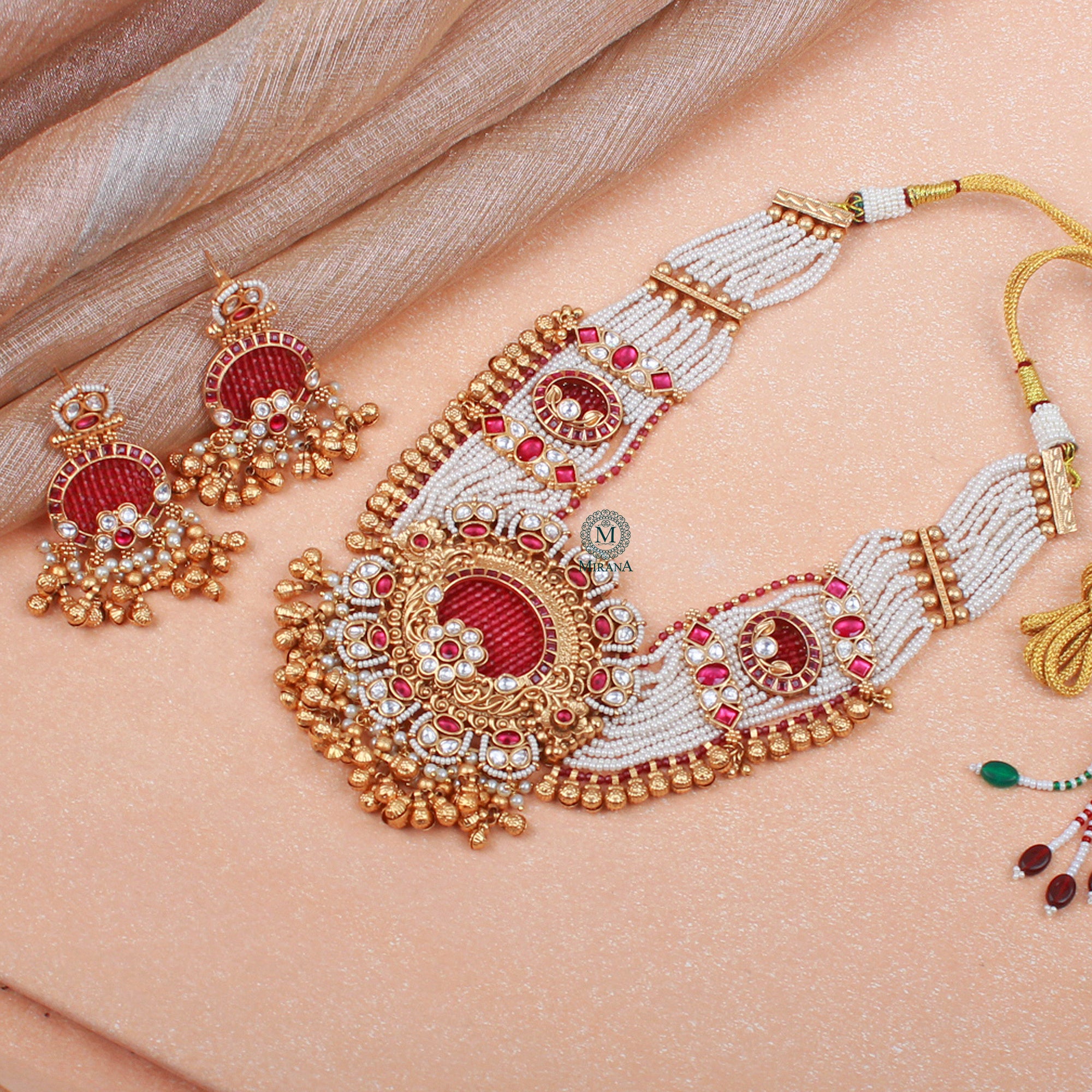 Mrinali Ruby Antique Necklace Set