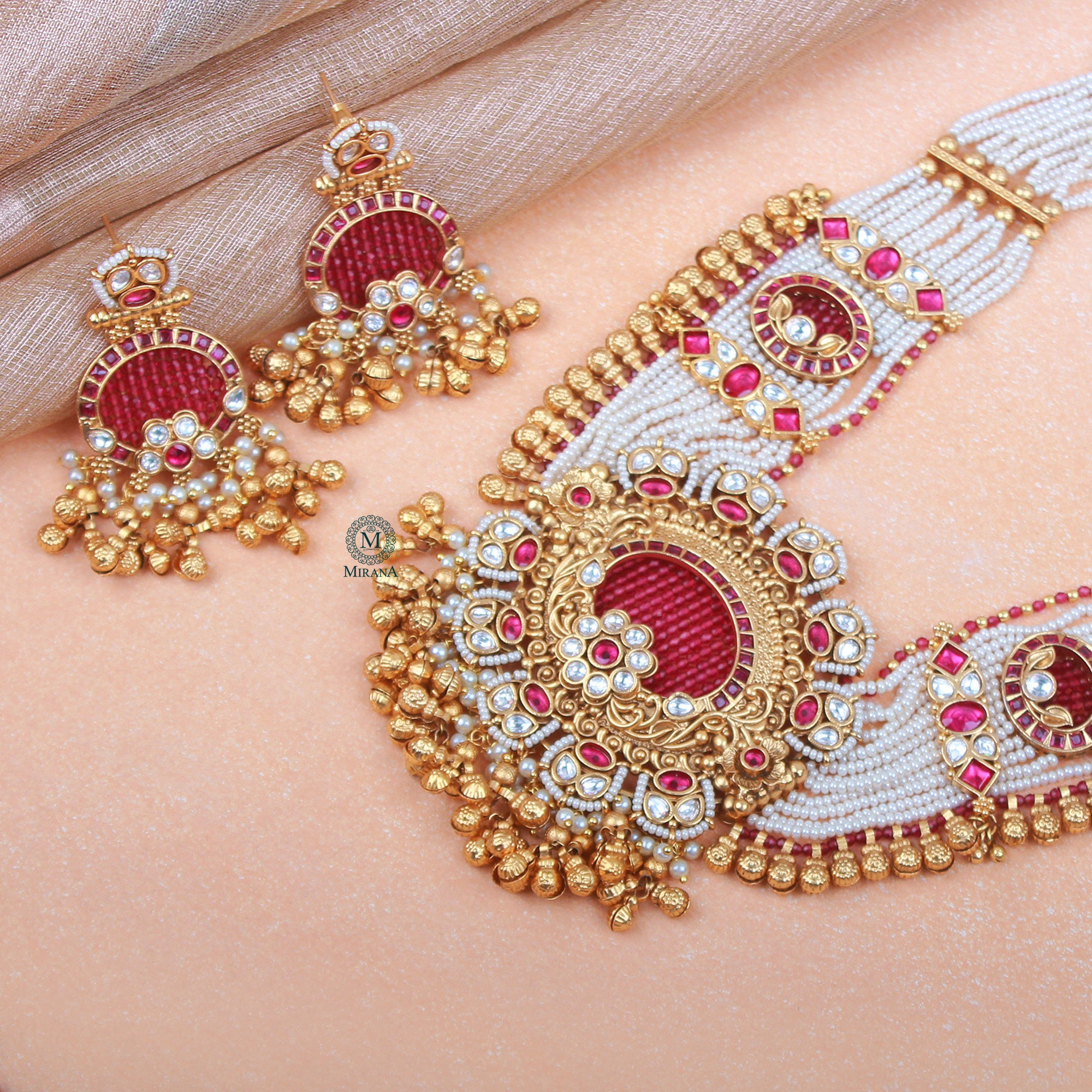 Mrinali Ruby Antique Necklace Set