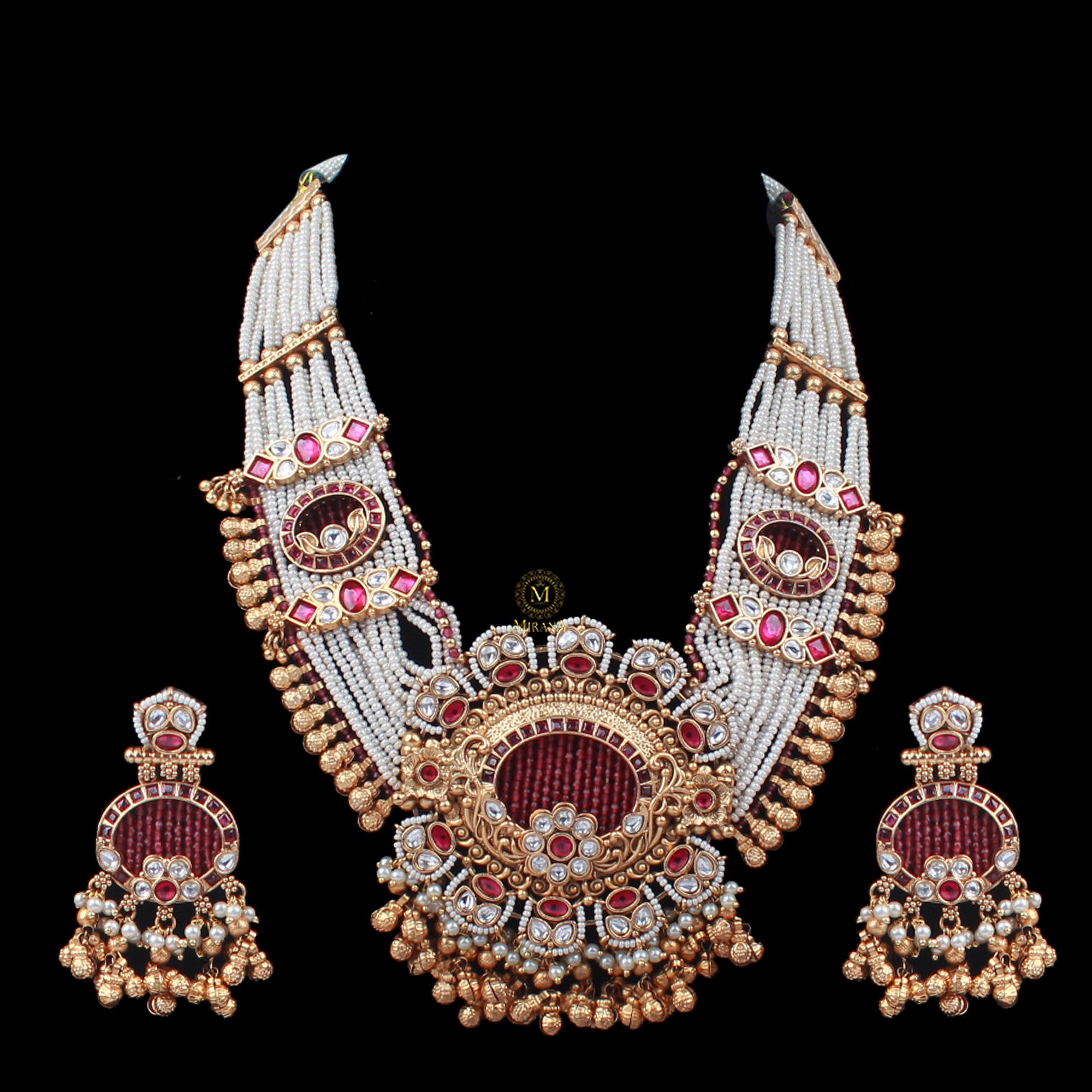 Mrinali Ruby Antique Necklace Set
