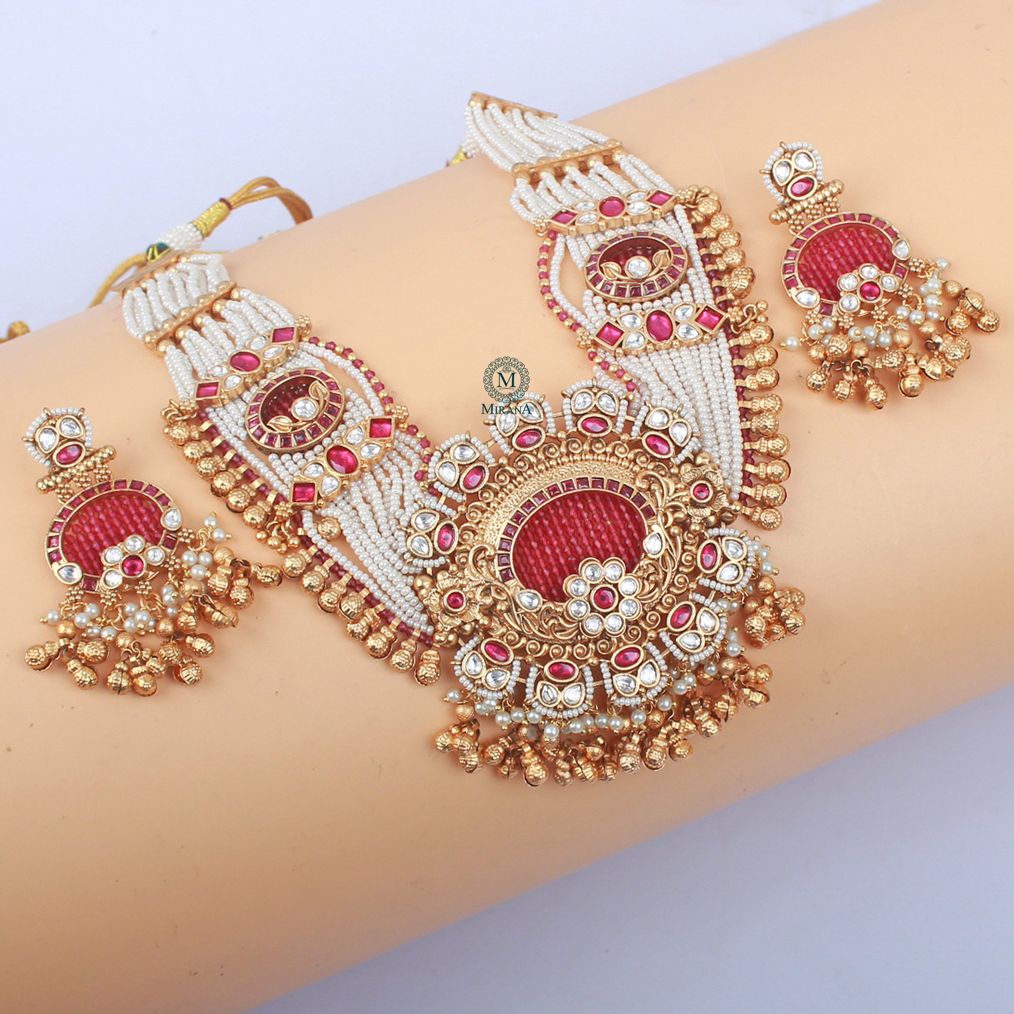Mrinali Ruby Antique Necklace Set