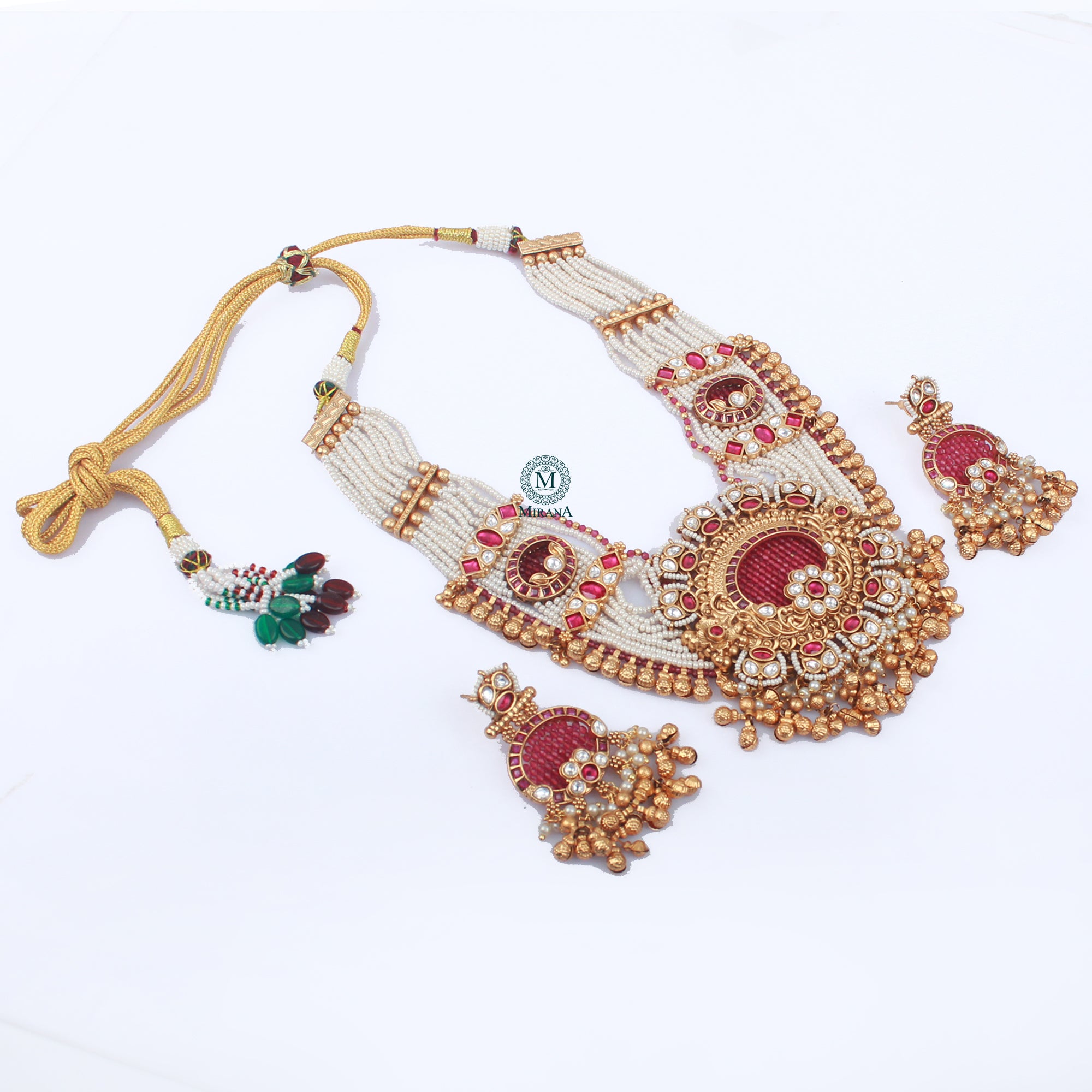 Mrinali Ruby Antique Necklace Set
