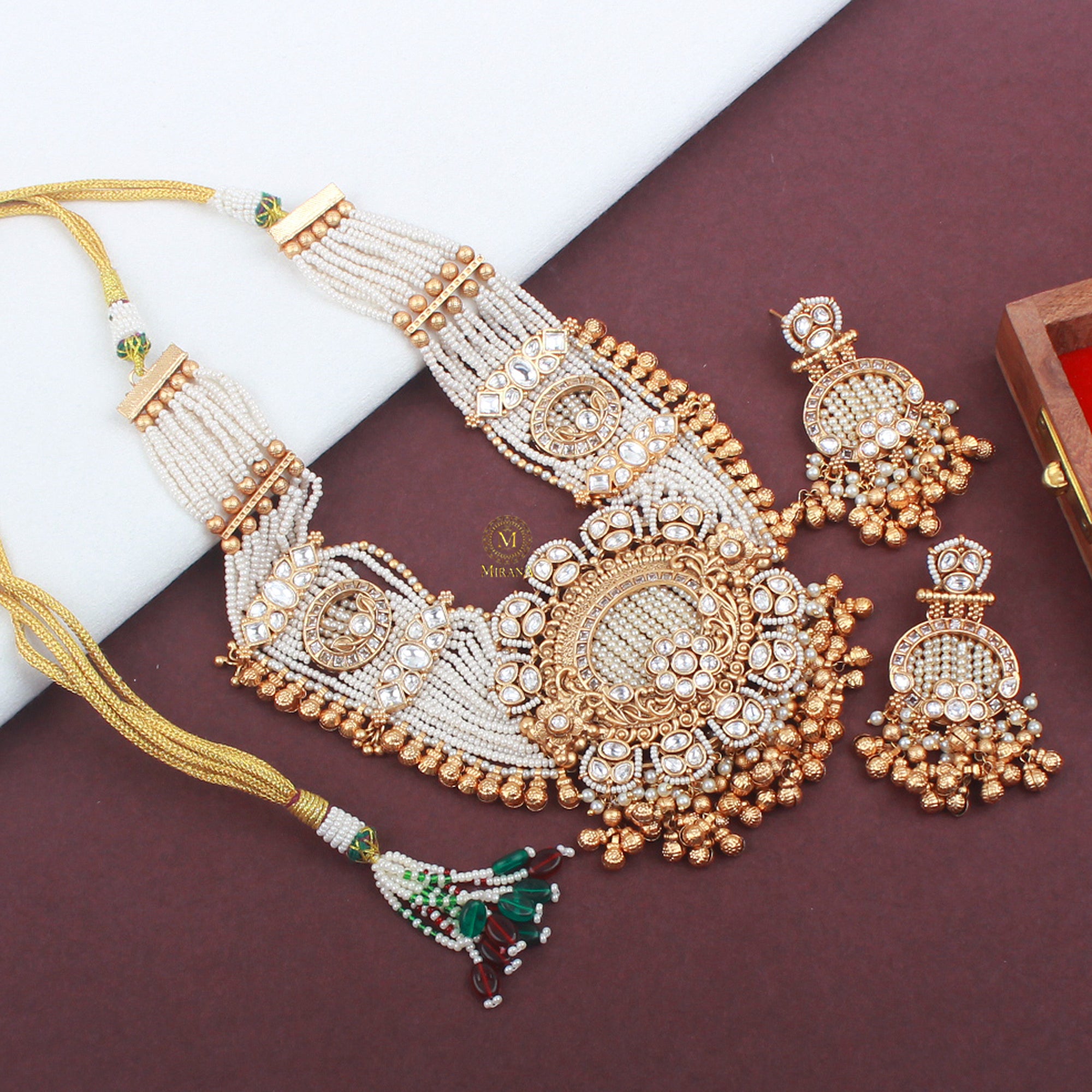 Mrinali Ruby Antique Necklace Set