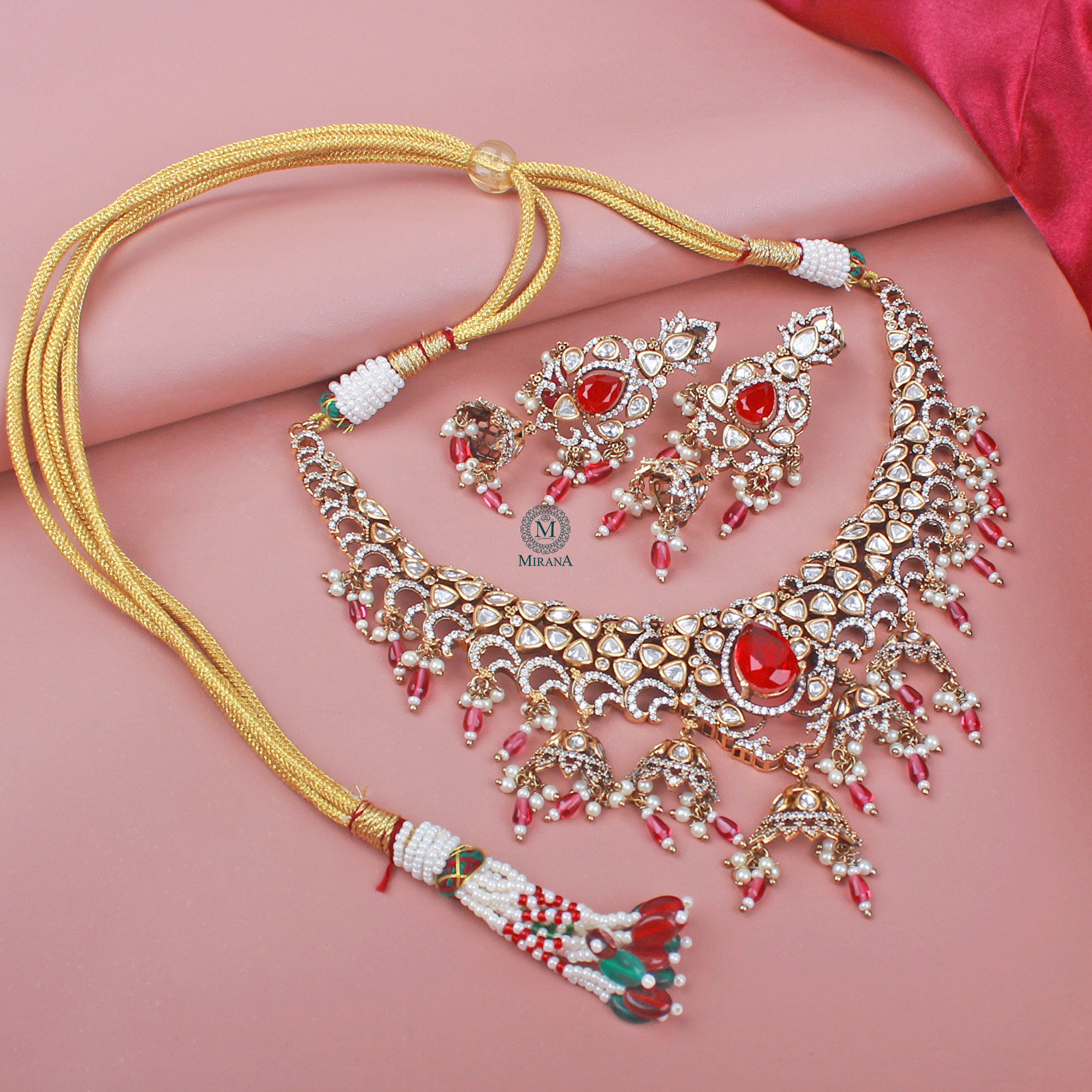 Charul Pearl Polki Designer Necklace Set