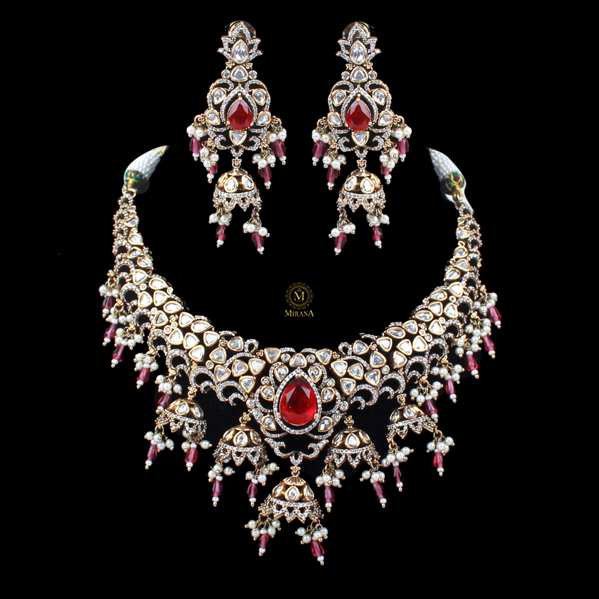 Charul Pearl Polki Designer Necklace Set