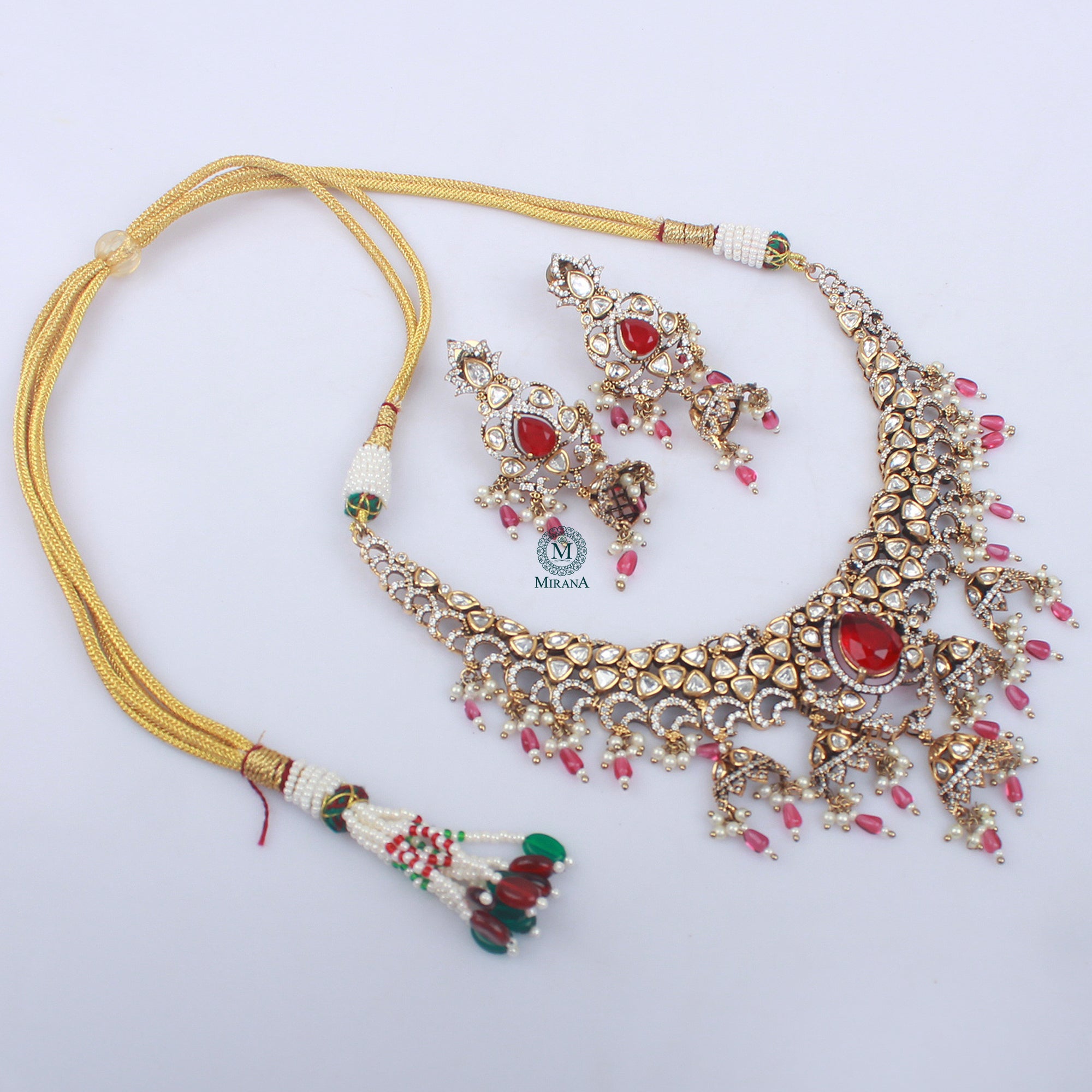 Charul Pearl Polki Designer Necklace Set