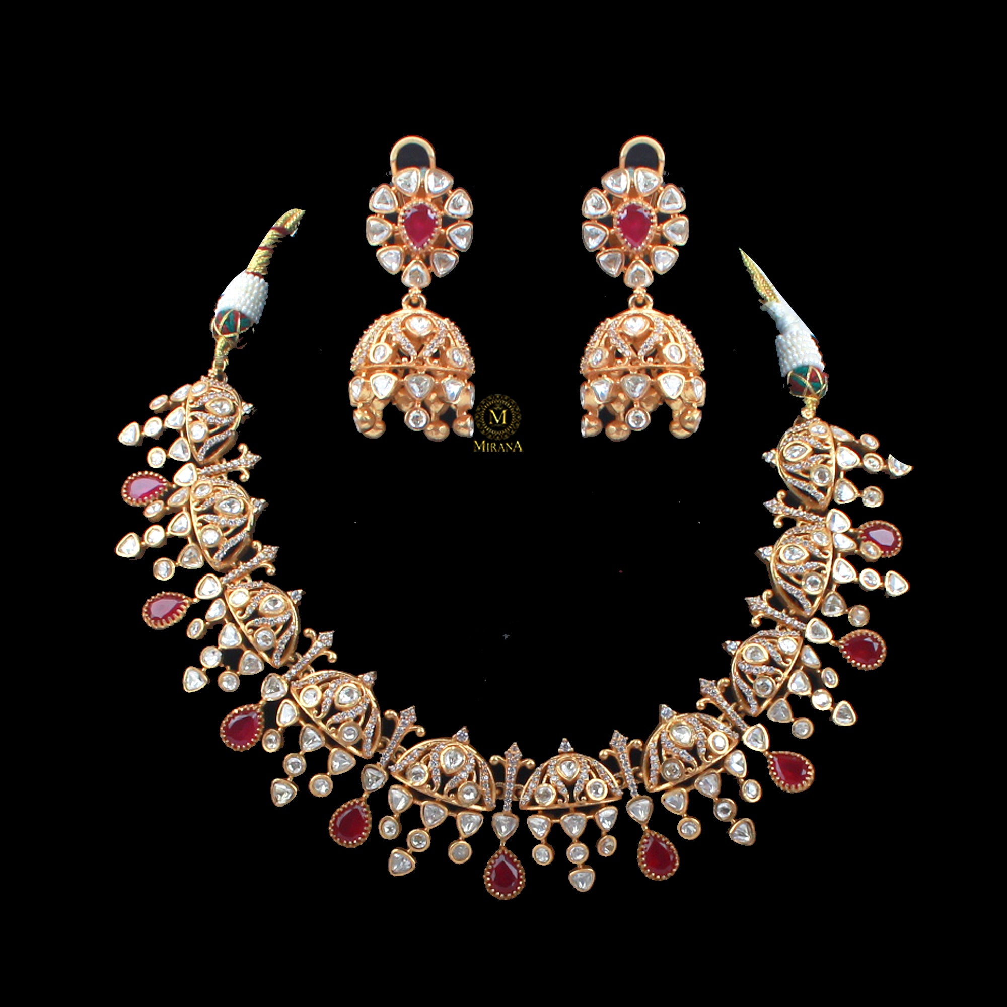Amulya Ruby Moissanite Necklace Set