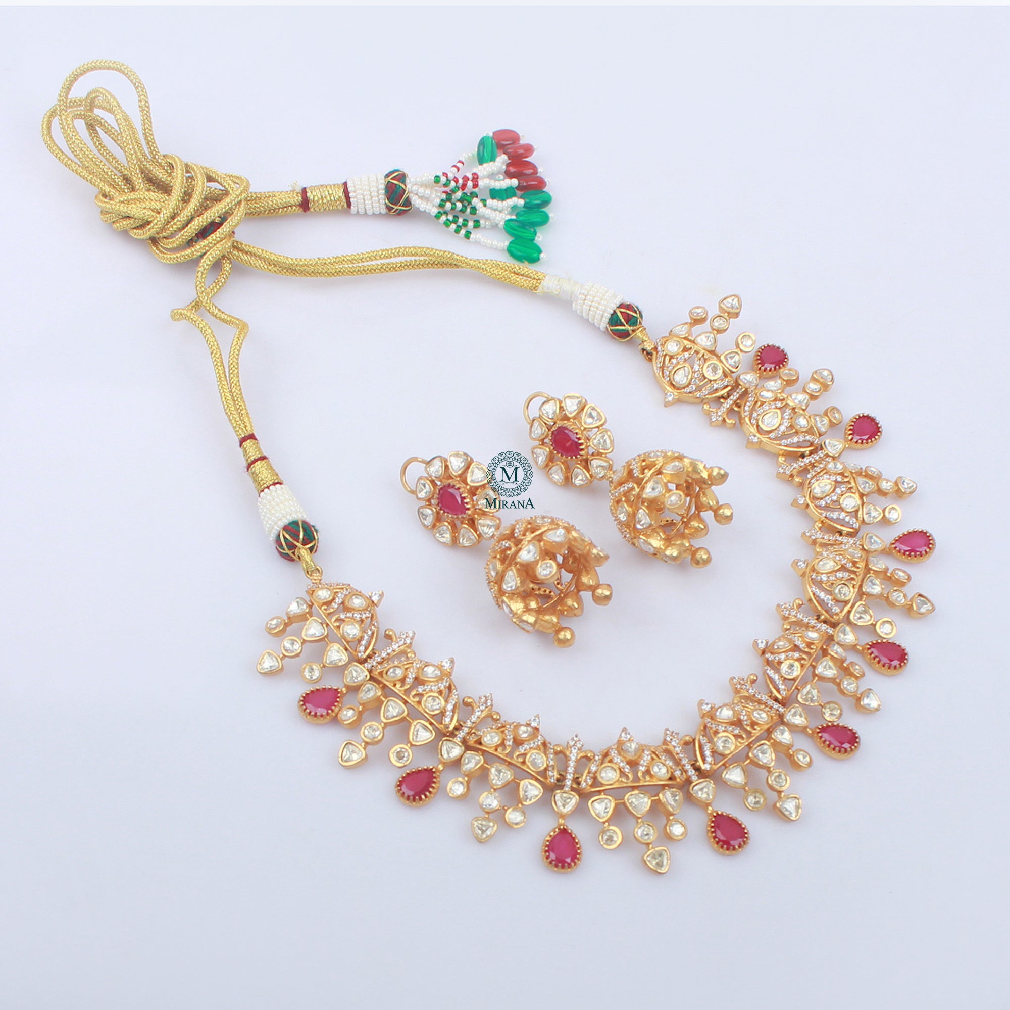 Amulya Ruby Moissanite Necklace Set