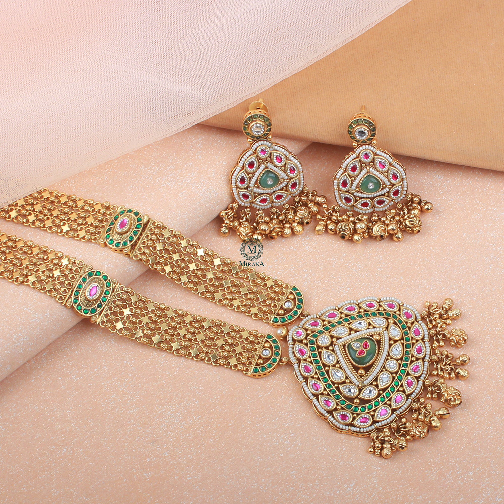 Shreeja Antique Designer Long Necklace Set