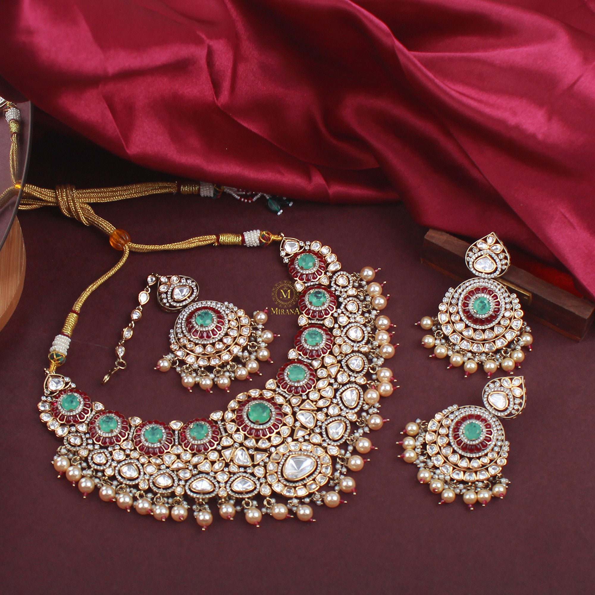 Deepshika Bridal Pearl Polki Necklace Set