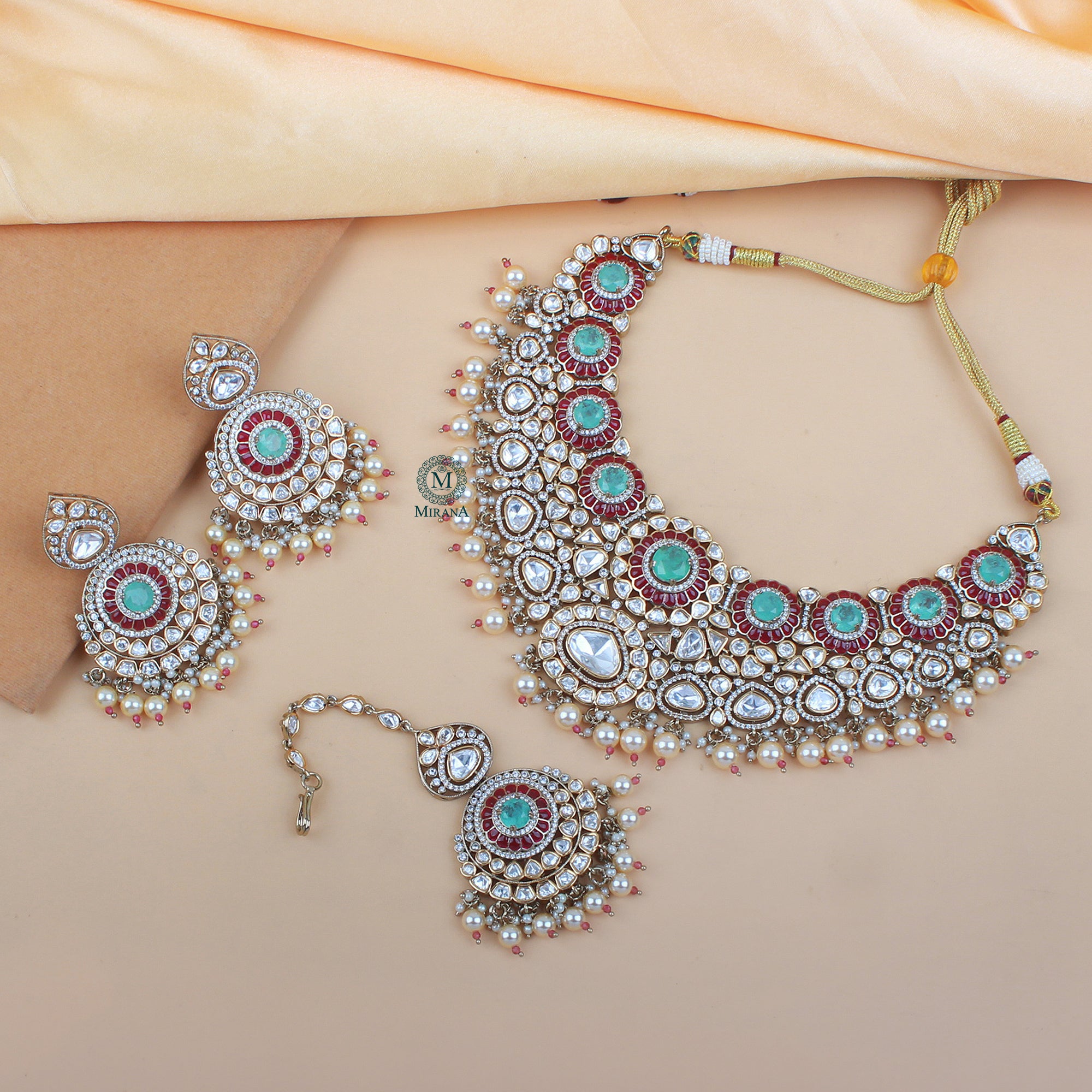 Deepshika Bridal Pearl Polki Necklace Set