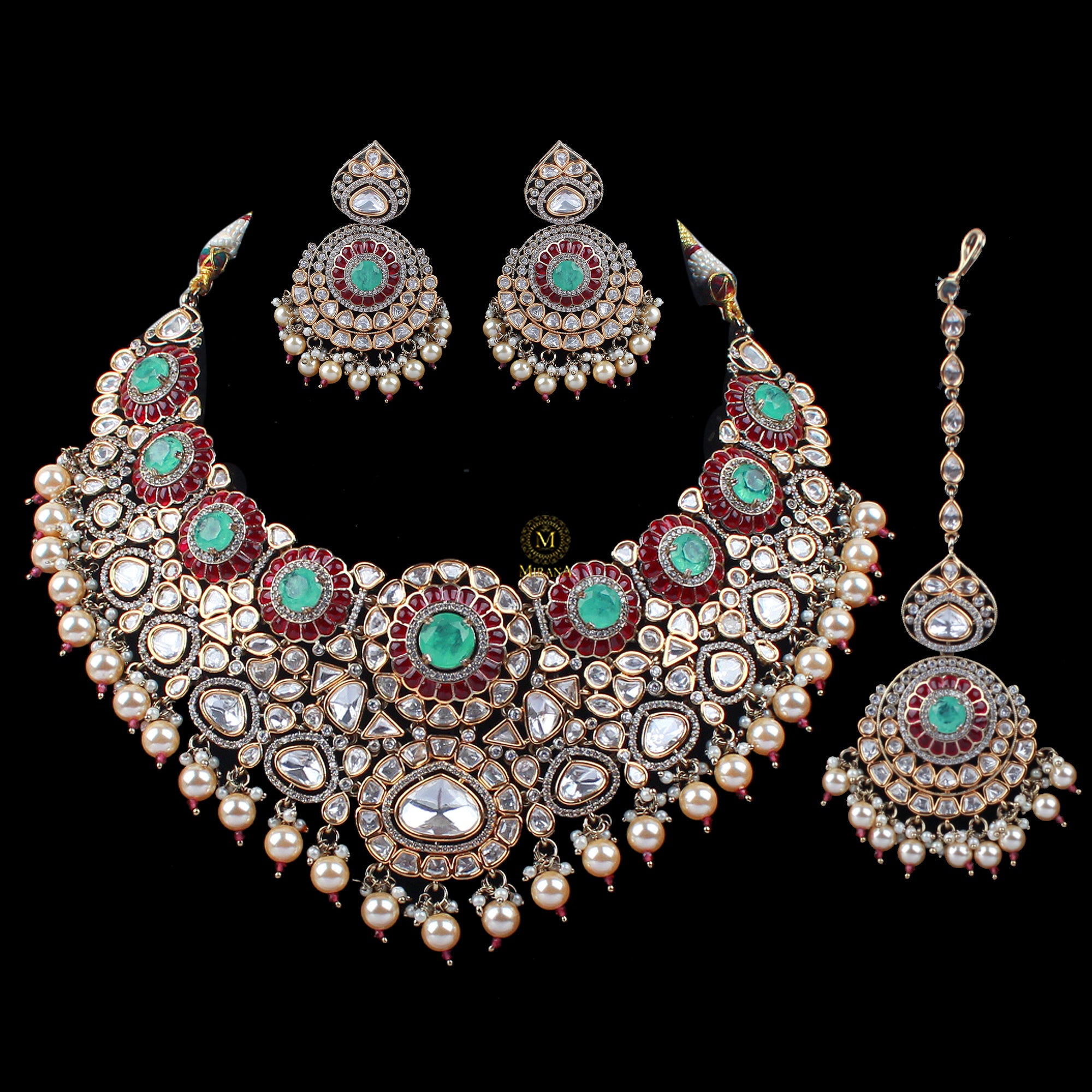 Deepshika Bridal Pearl Polki Necklace Set