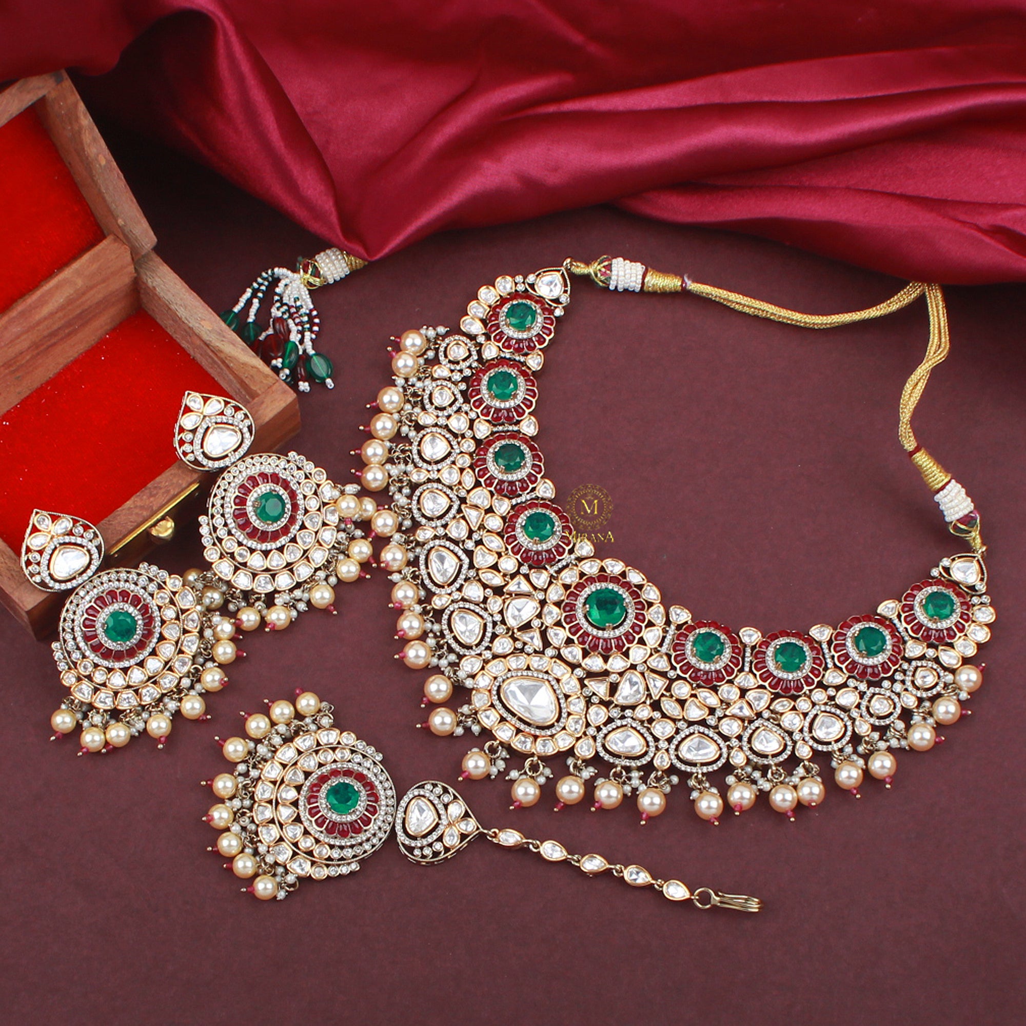 Deepshika Bridal Pearl Polki Necklace Set