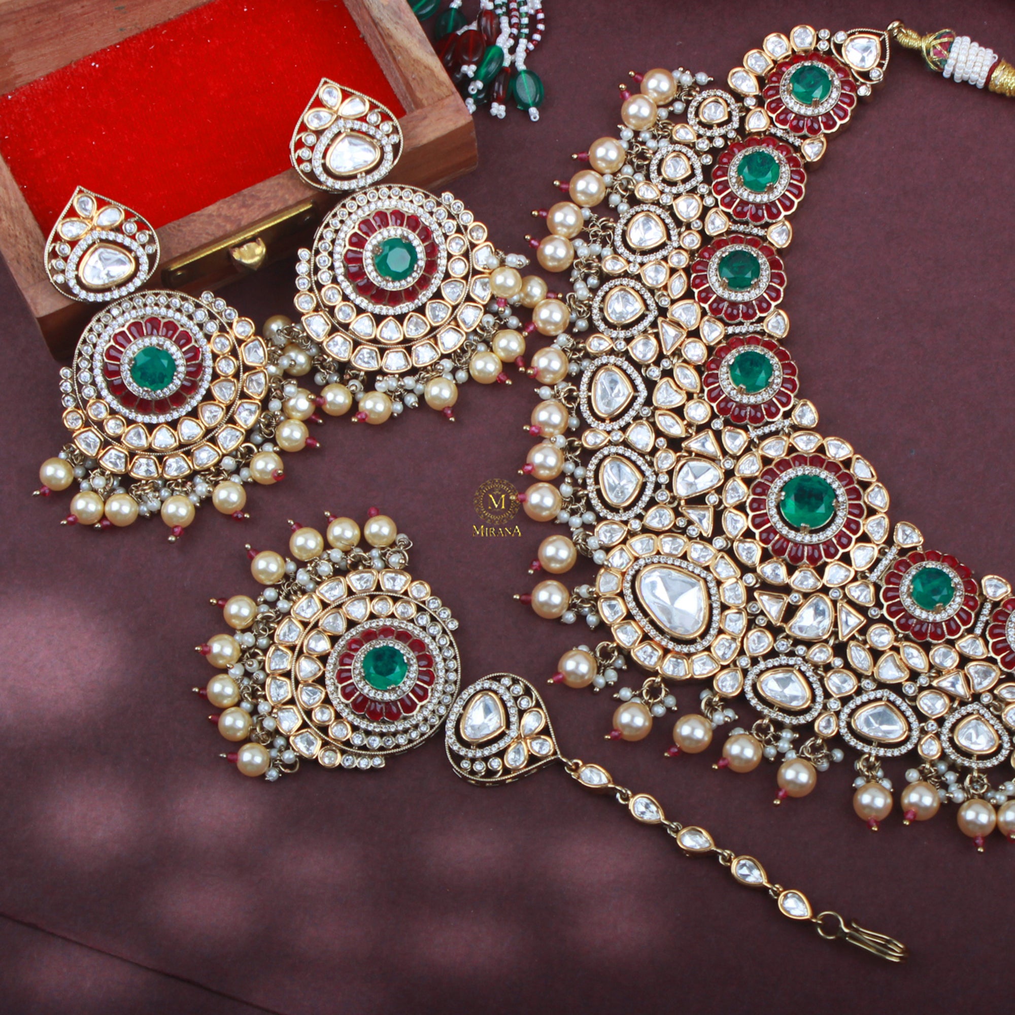 Deepshika Bridal Pearl Polki Necklace Set