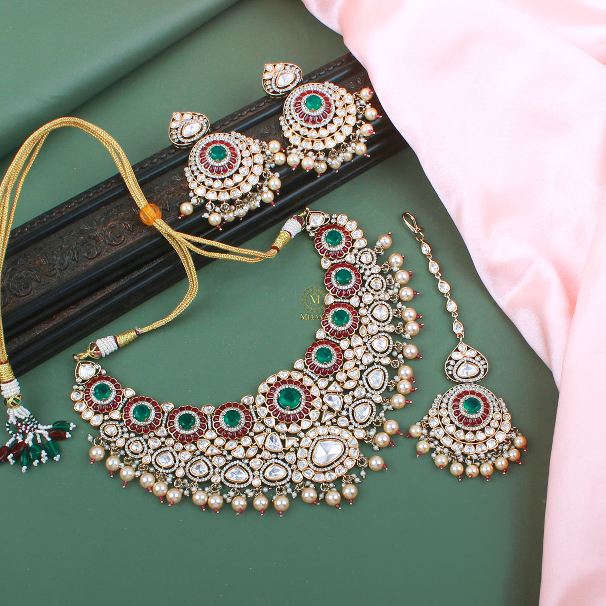 Deepshika Bridal Pearl Polki Necklace Set