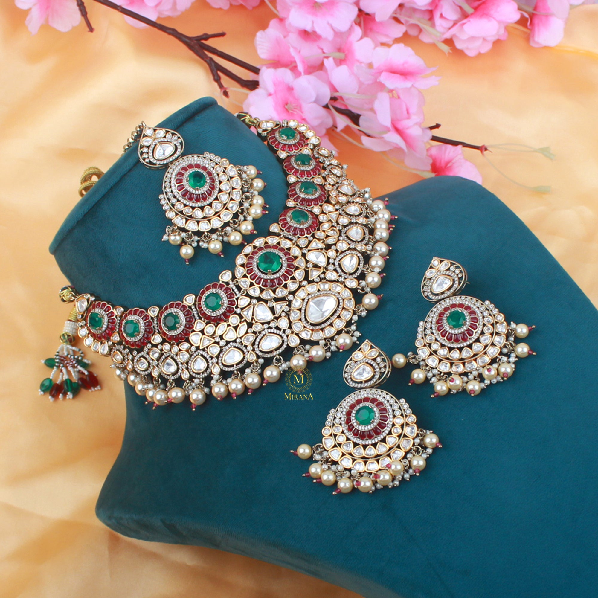 Deepshika Bridal Pearl Polki Necklace Set