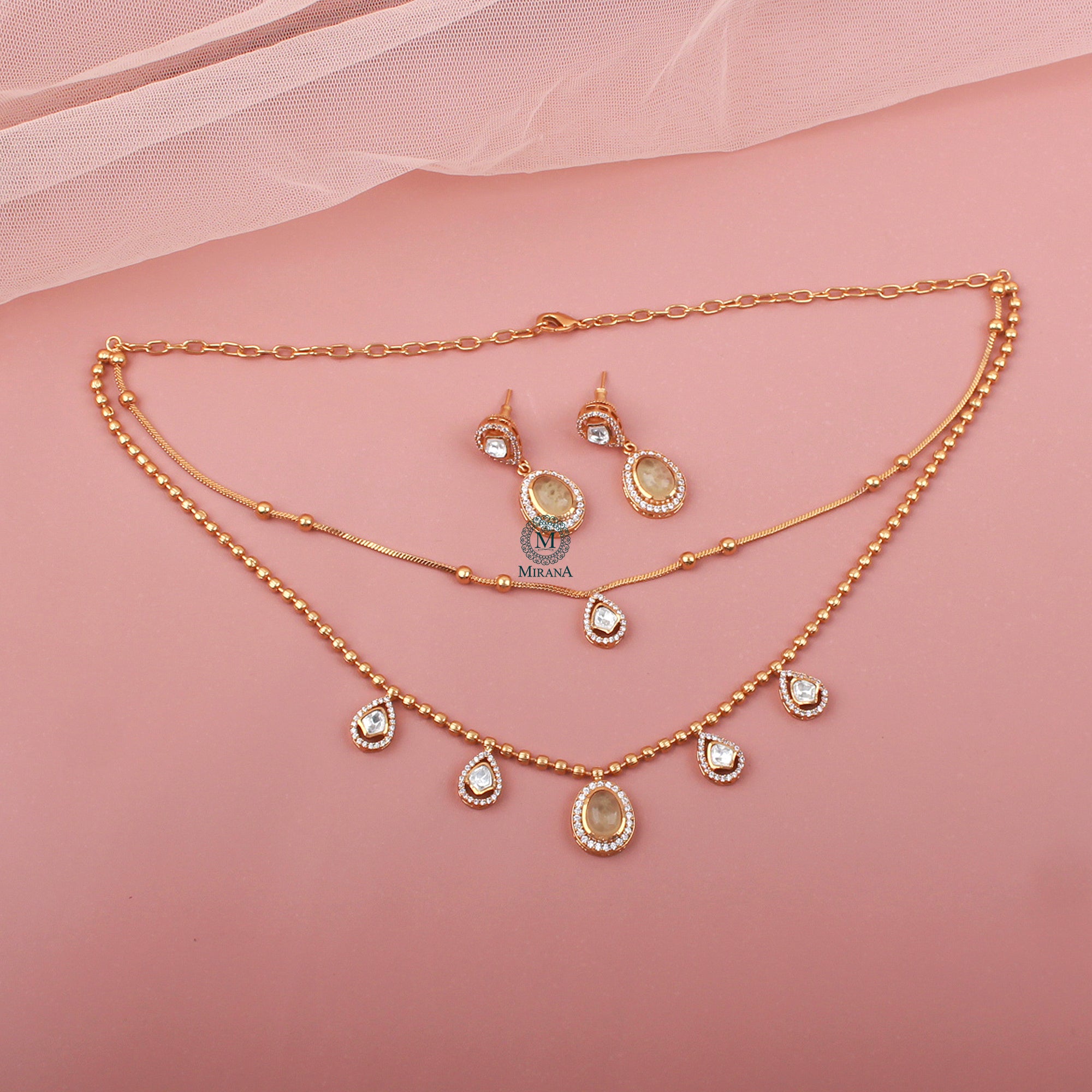 Nayra Pastel Double Layered  Necklace Set