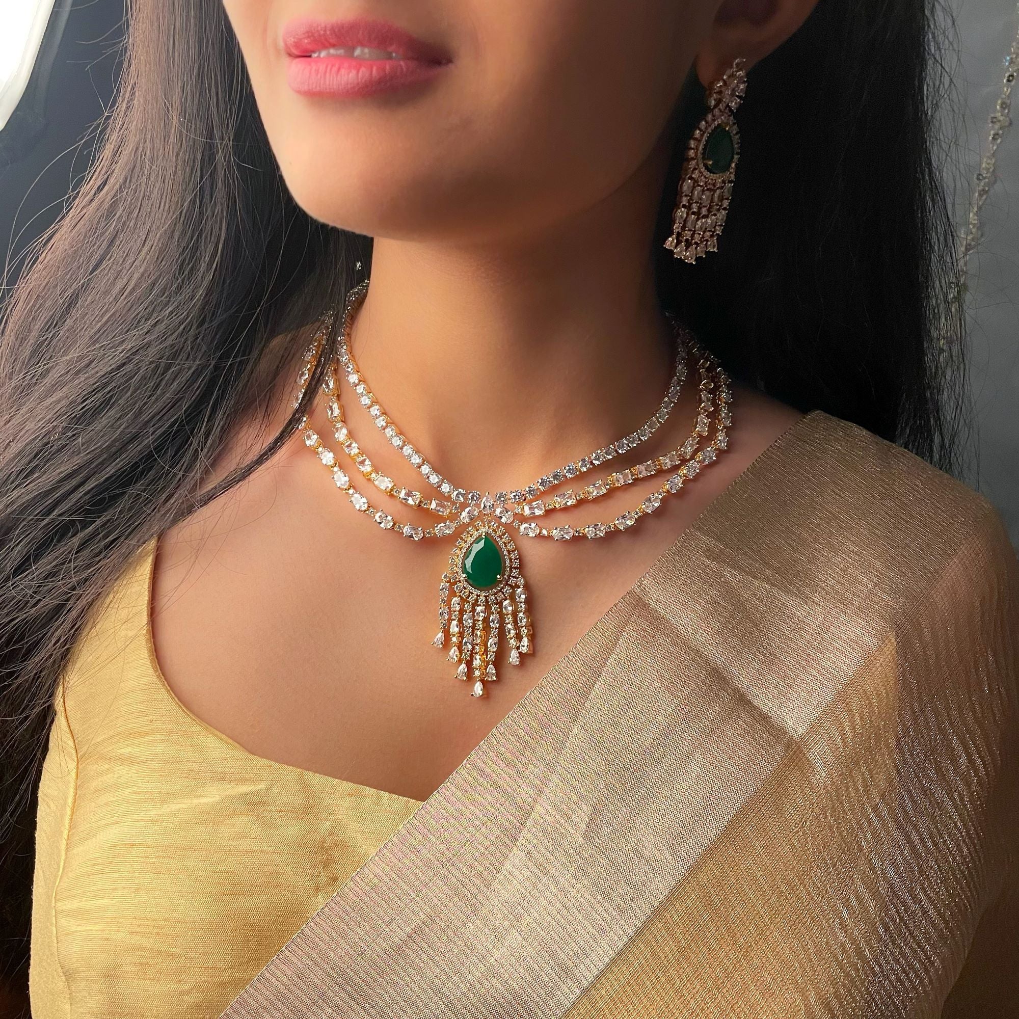 Aviora CZ Designer Necklace Set