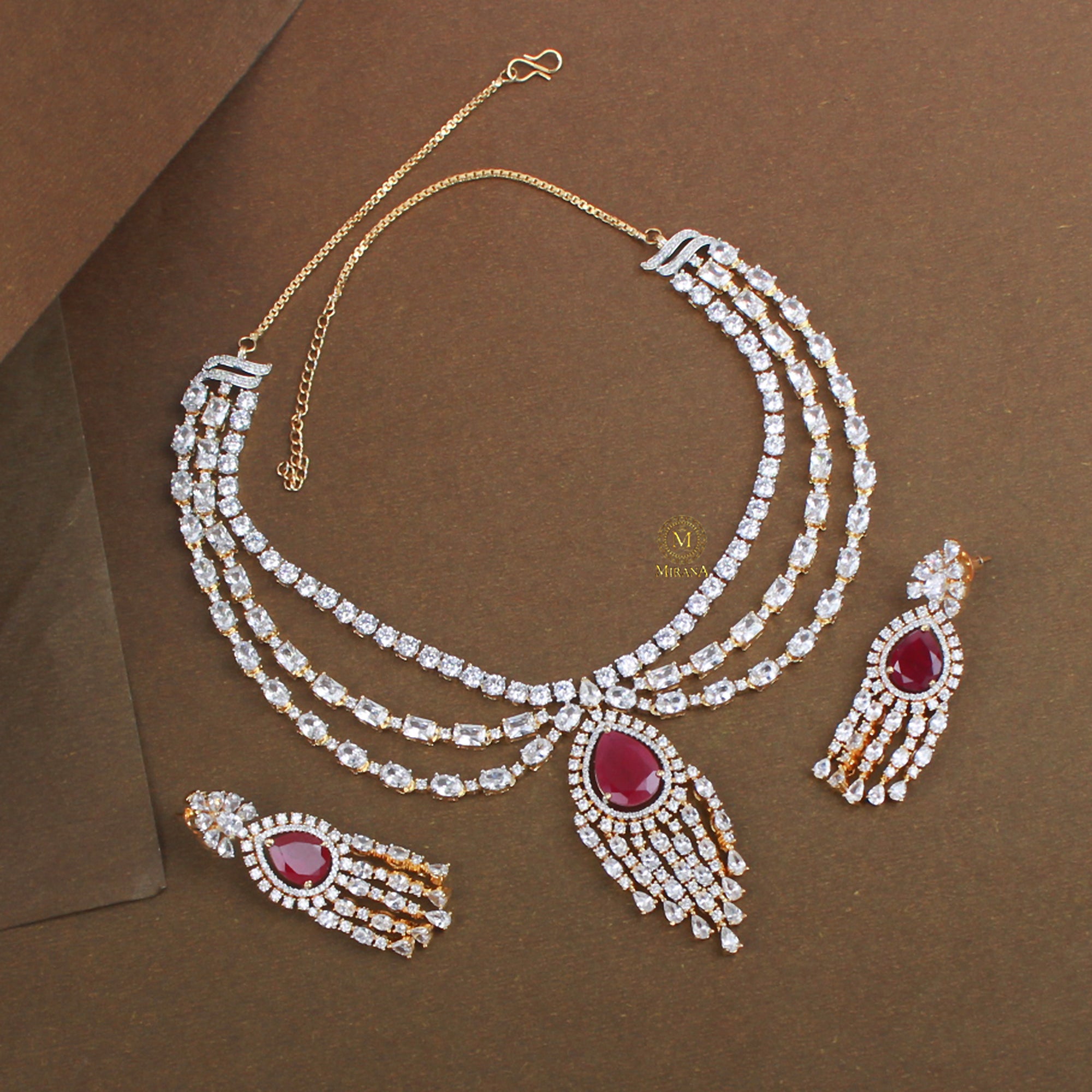 Aviora CZ Designer Necklace Set