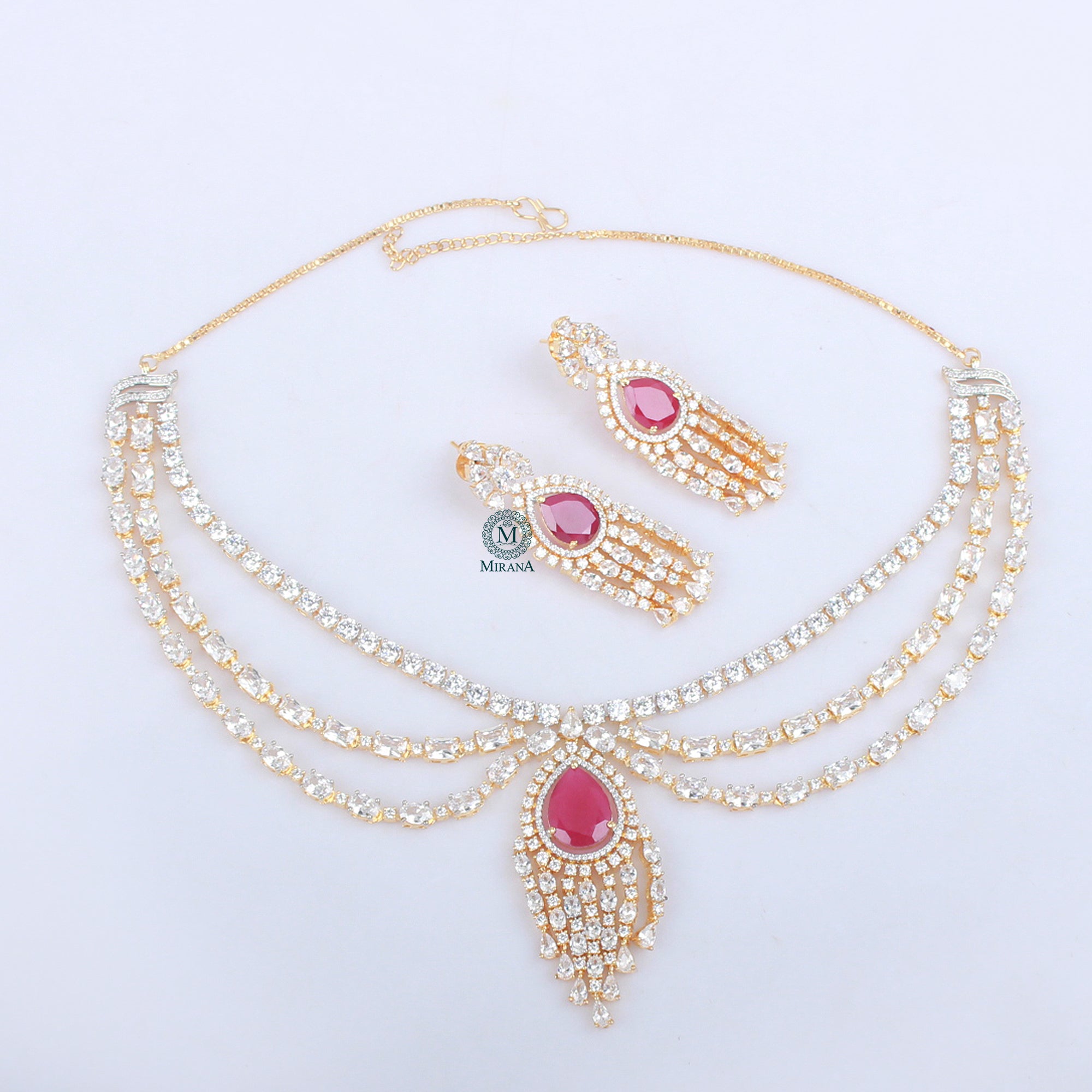 Aviora CZ Designer Necklace Set