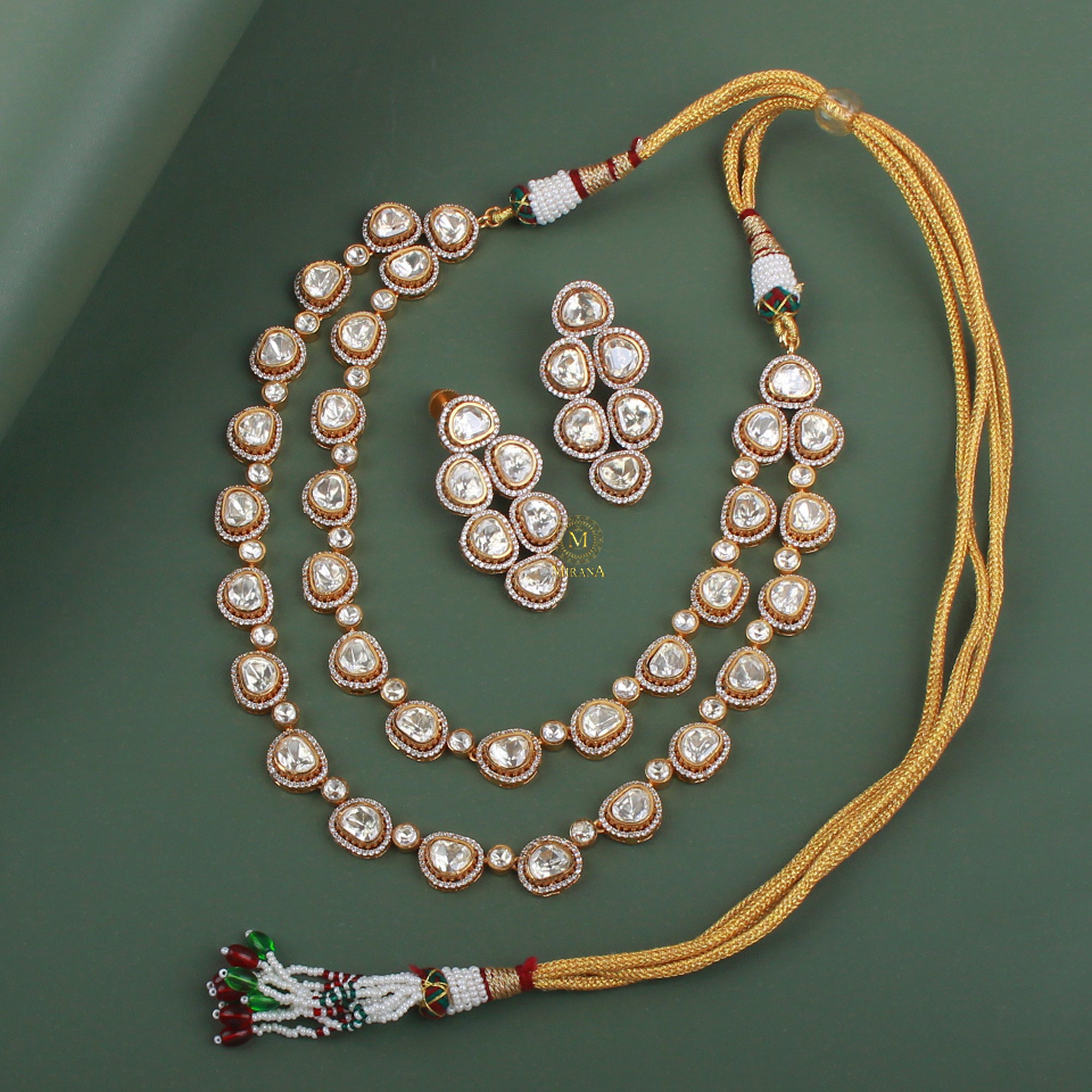 Ruchika Double Layered Moissanite Necklace Set
