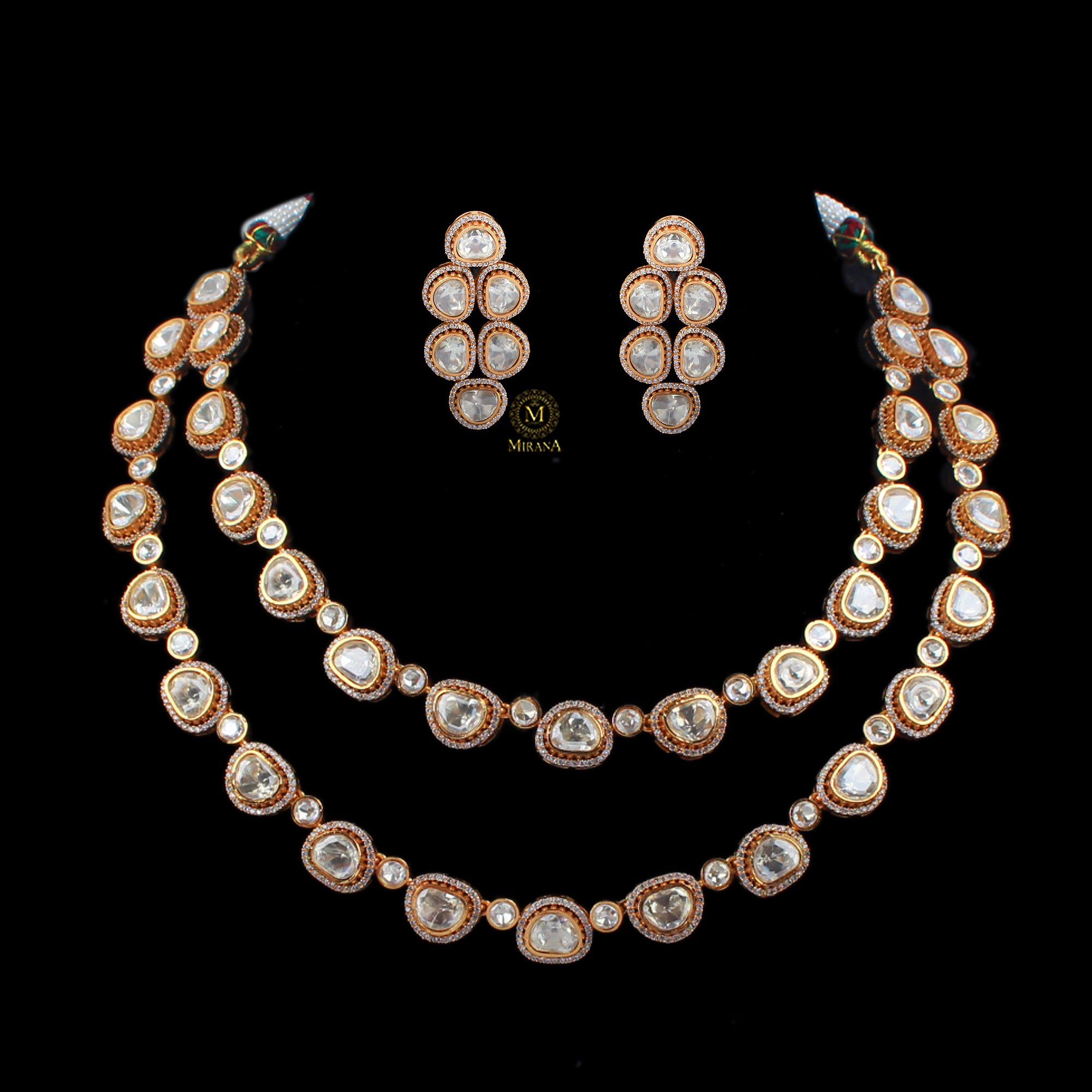 Ruchika Double Layered Moissanite Necklace Set