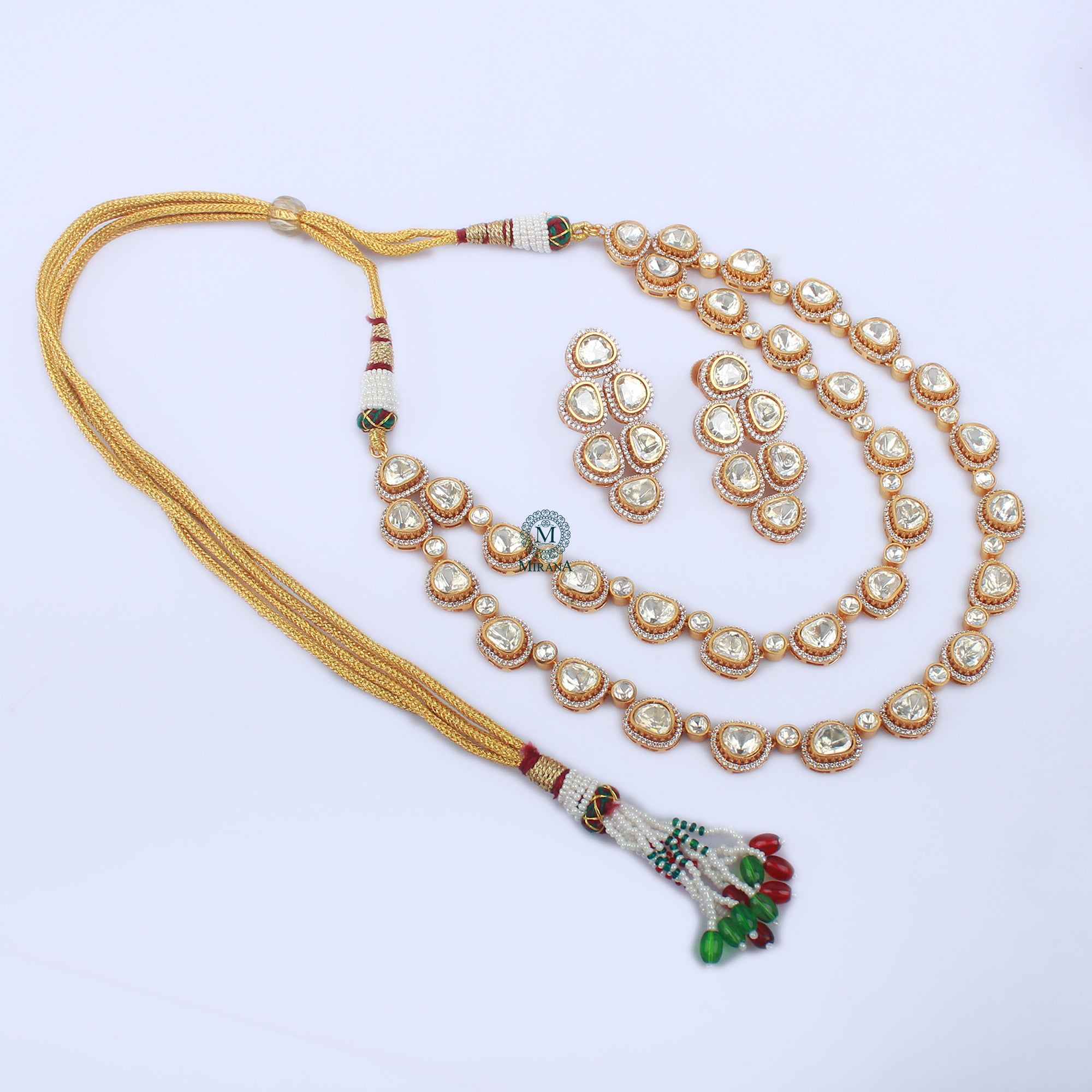 Ruchika Double Layered Moissanite Necklace Set