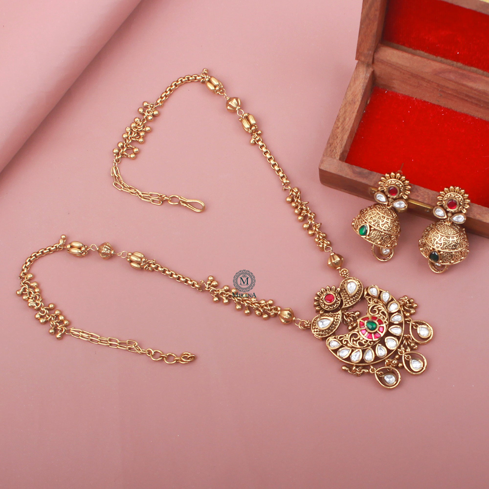 Sia Antique Long Designer Necklace Set