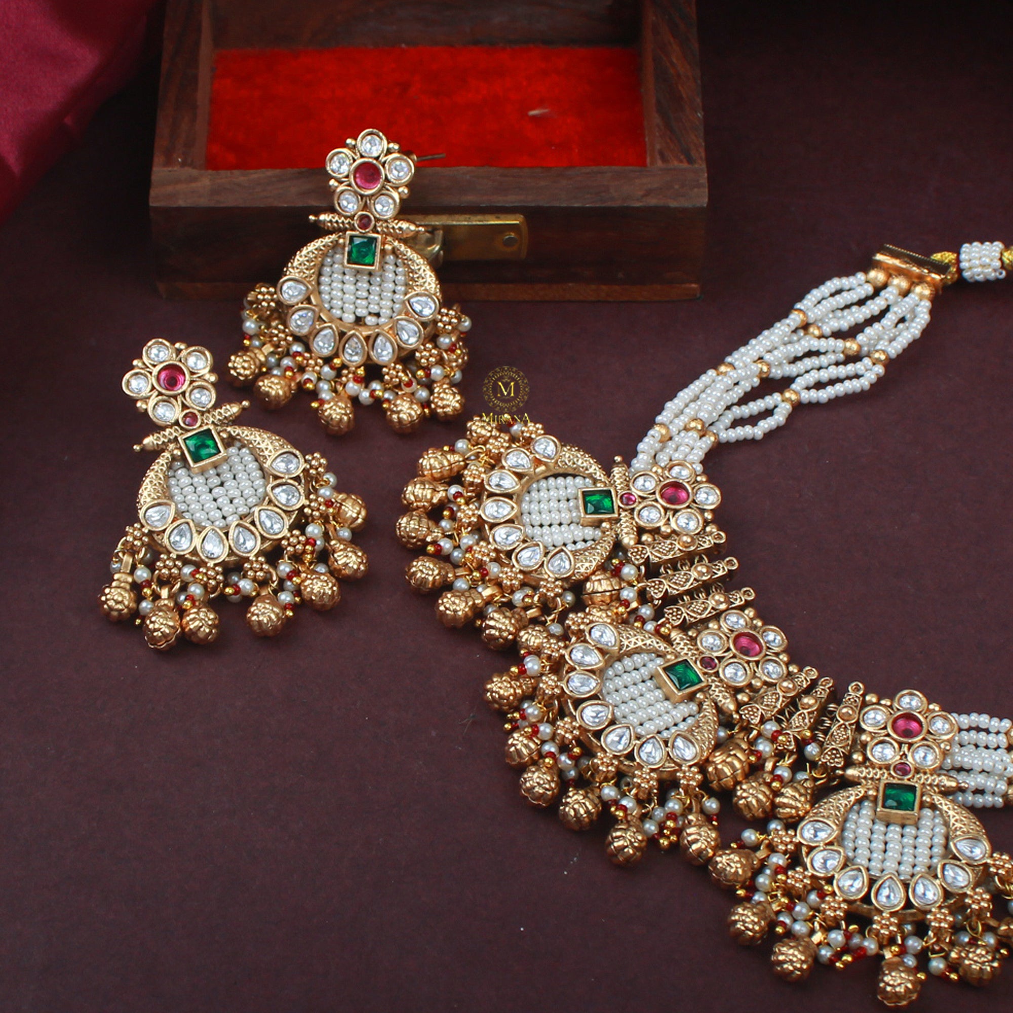 Falguni Antique Pearl Necklace Set